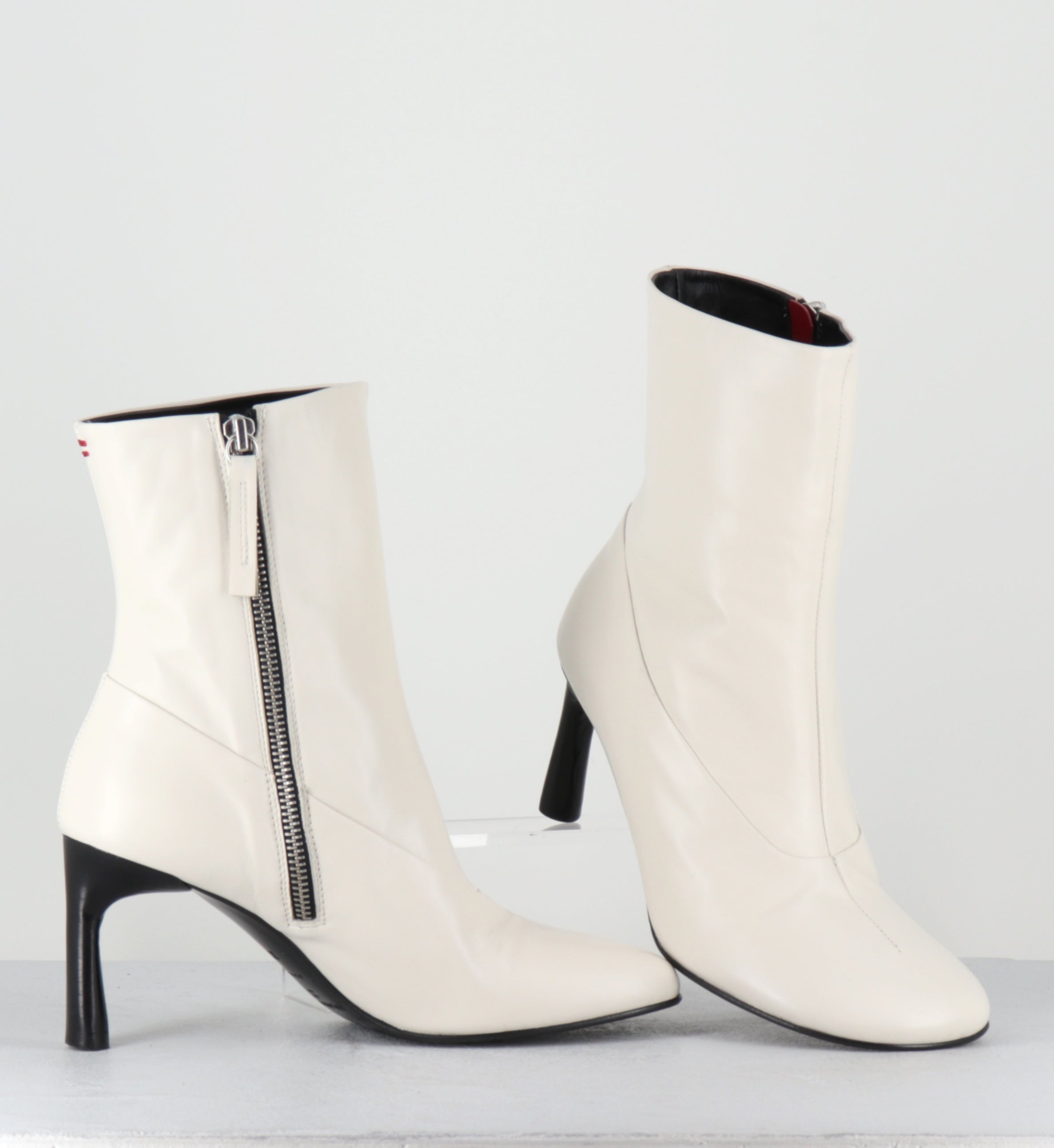 Boots en cuir blanc à talon - LORI15 BARON LATTE