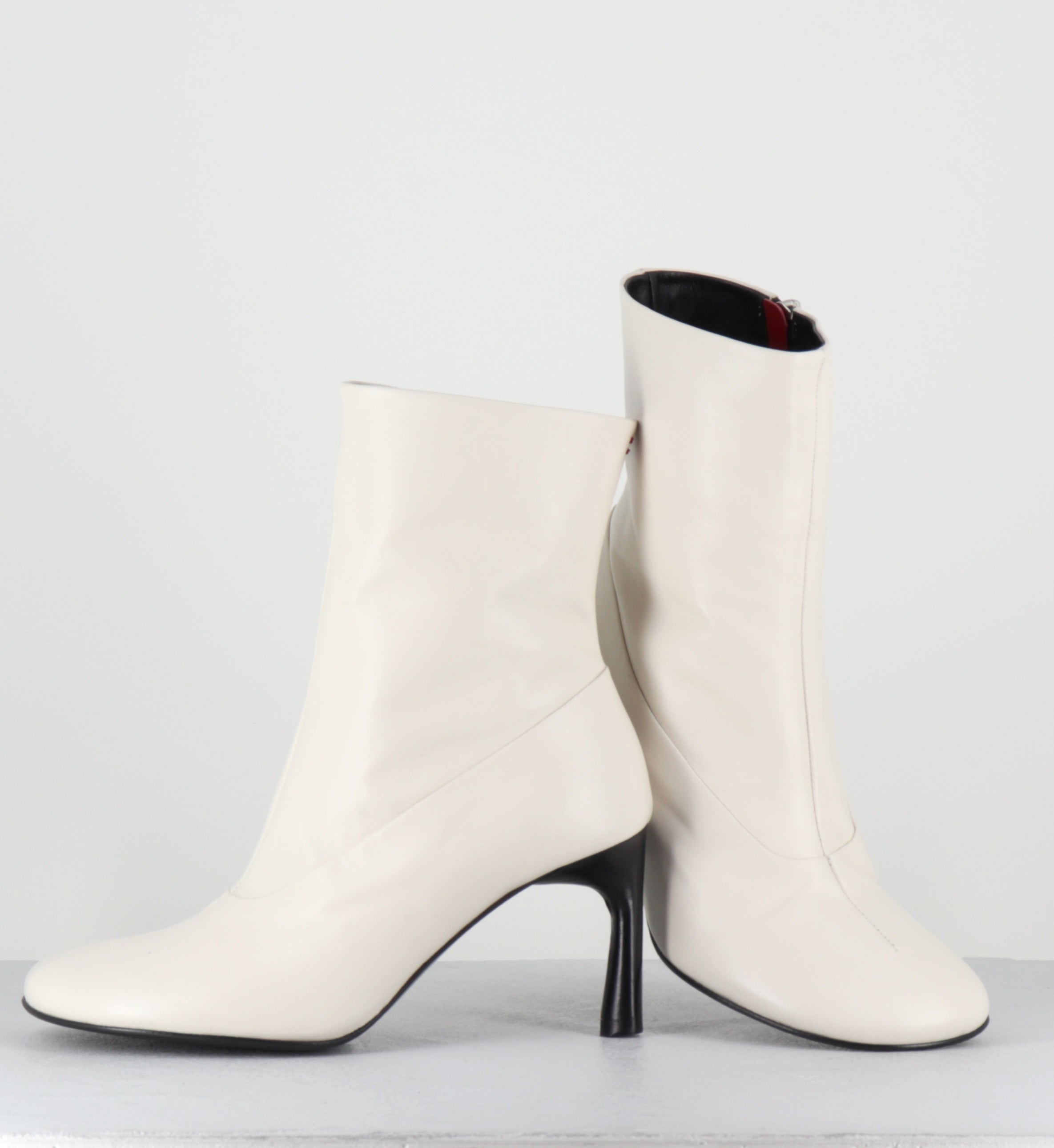 Boots en cuir blanc à talon - LORI15 BARON LATTE