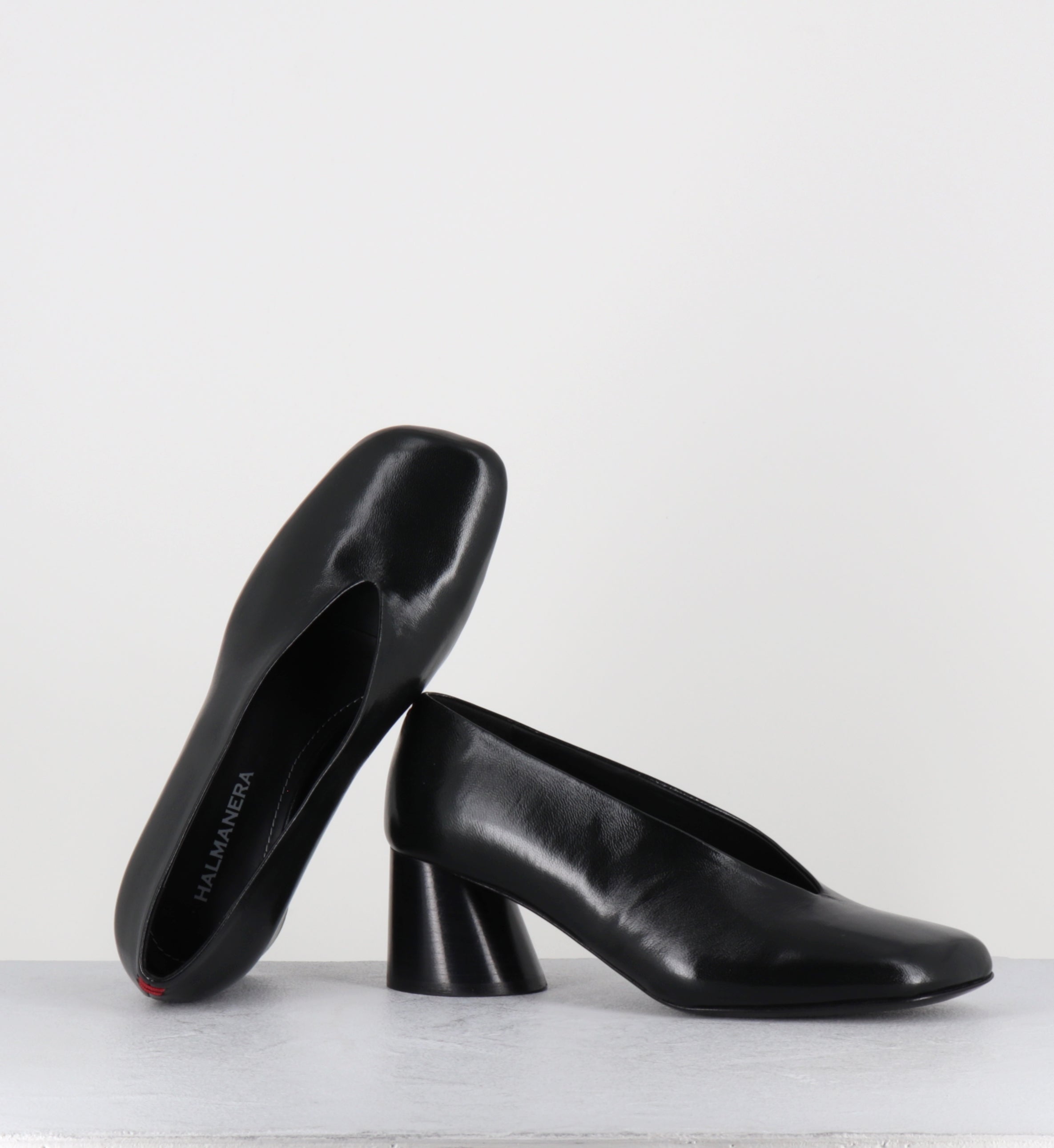 Escarpins en cuir vernis noir souple talon graphique - ODILE01 GLAZE NERO