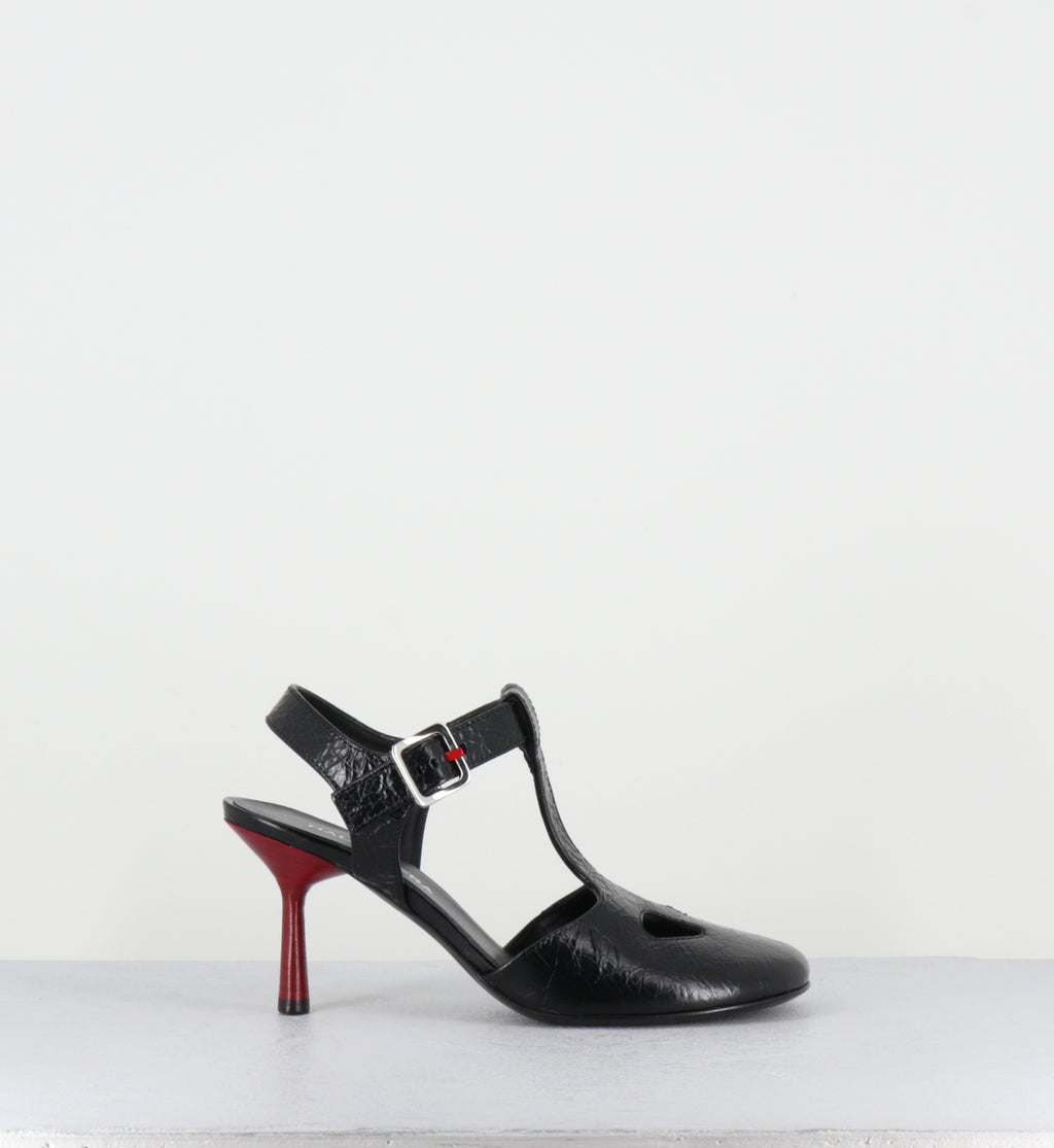 Chaussures en cuir noir talon rouge - ADEL04 BOMBER NERO