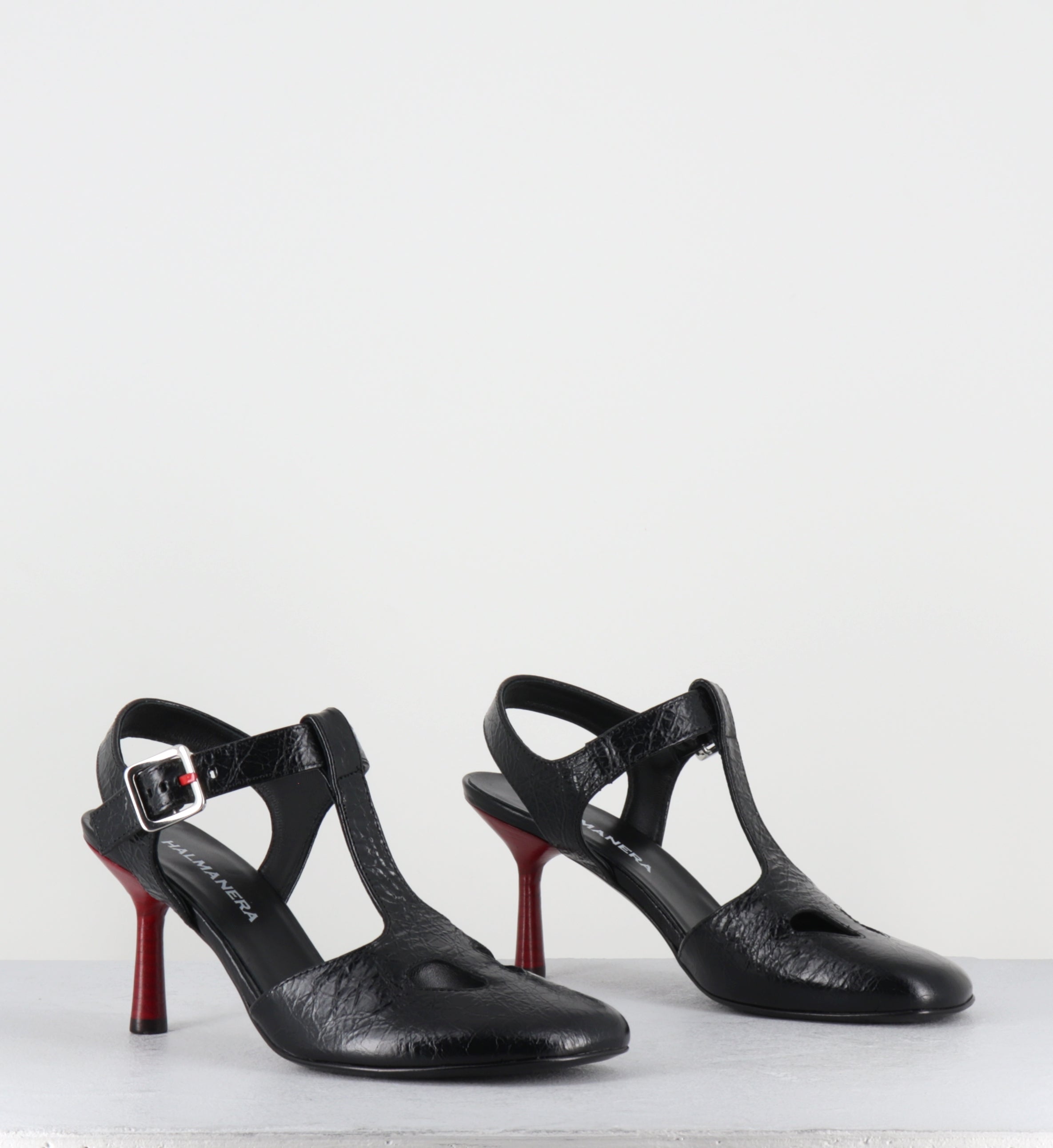 Chaussures en cuir noir talon rouge - ADEL04 BOMBER NERO