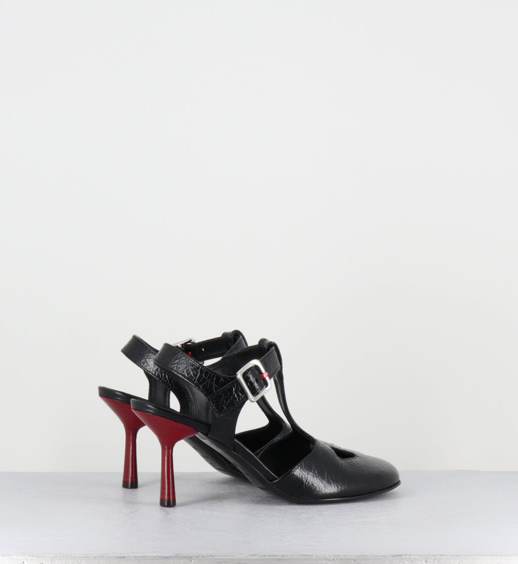 Chaussures en cuir noir talon rouge - ADEL04 BOMBER NERO