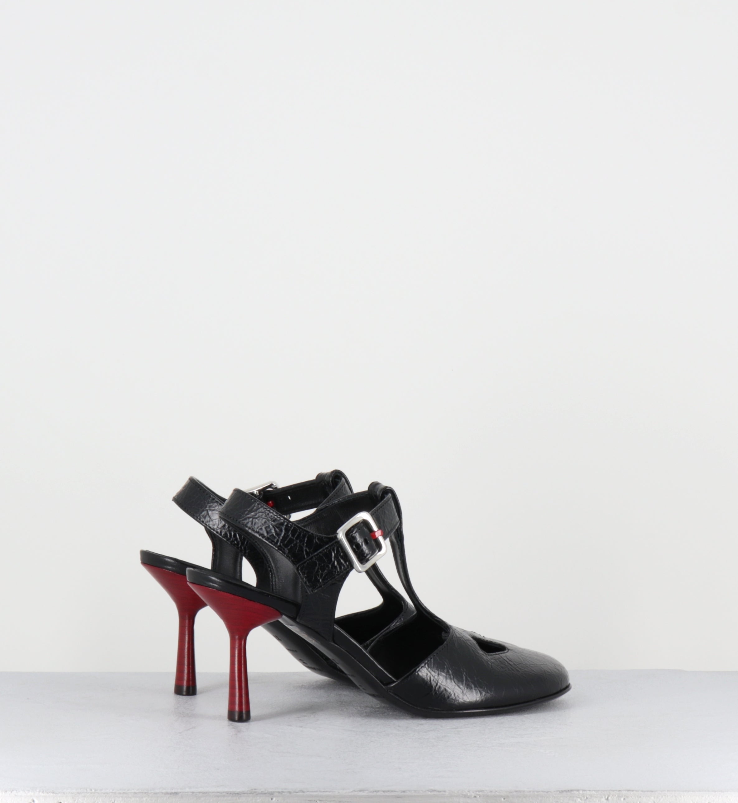Chaussures en cuir noir talon rouge - ADEL04 BOMBER NERO