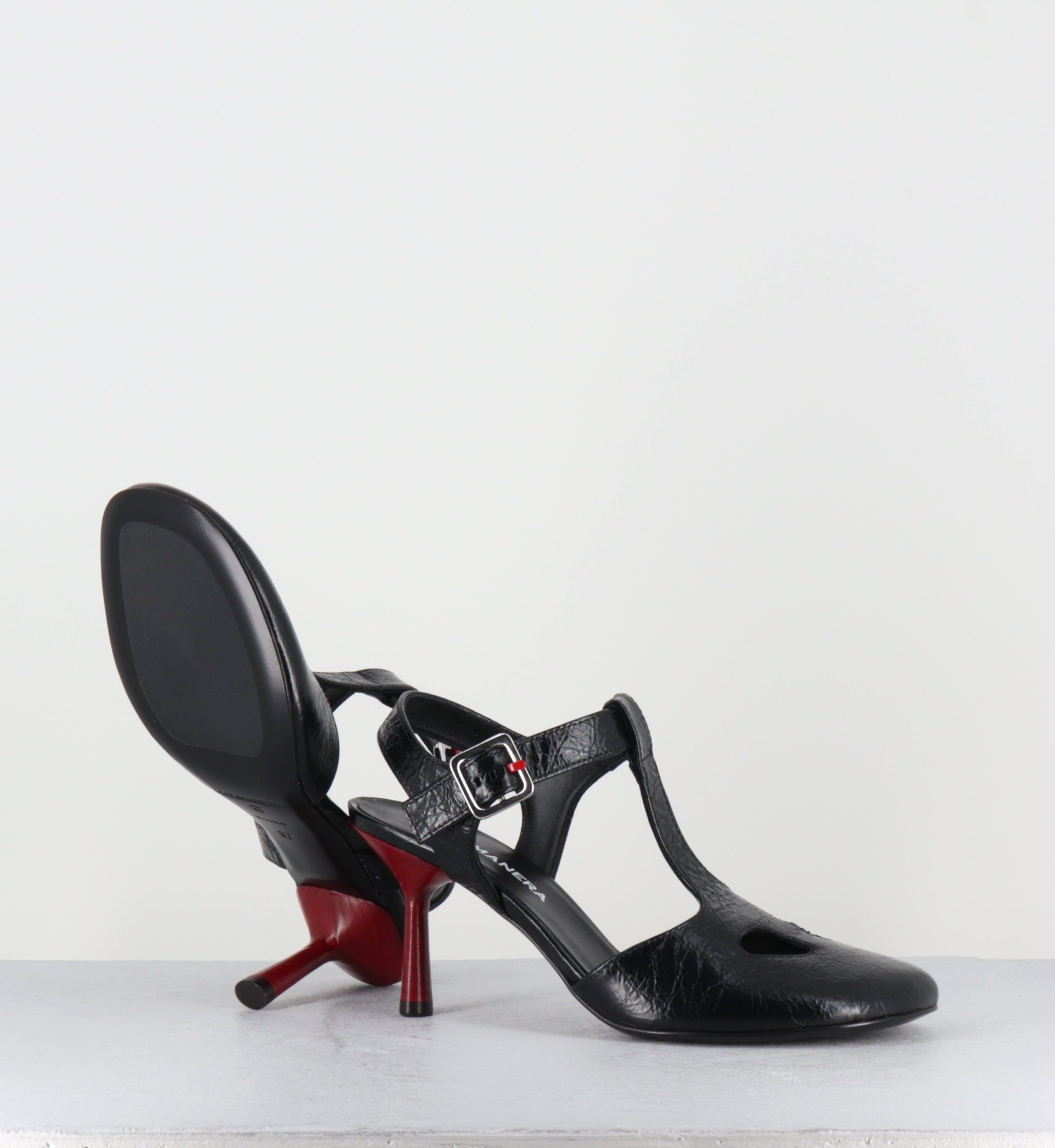 Chaussures en cuir noir talon rouge - ADEL04 BOMBER NERO