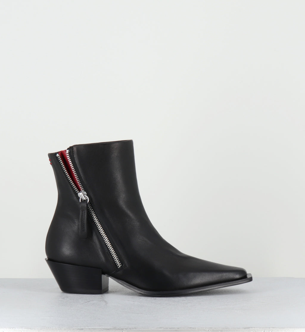 Santiags en cuir noir à zip - TERI37 WASH NERO