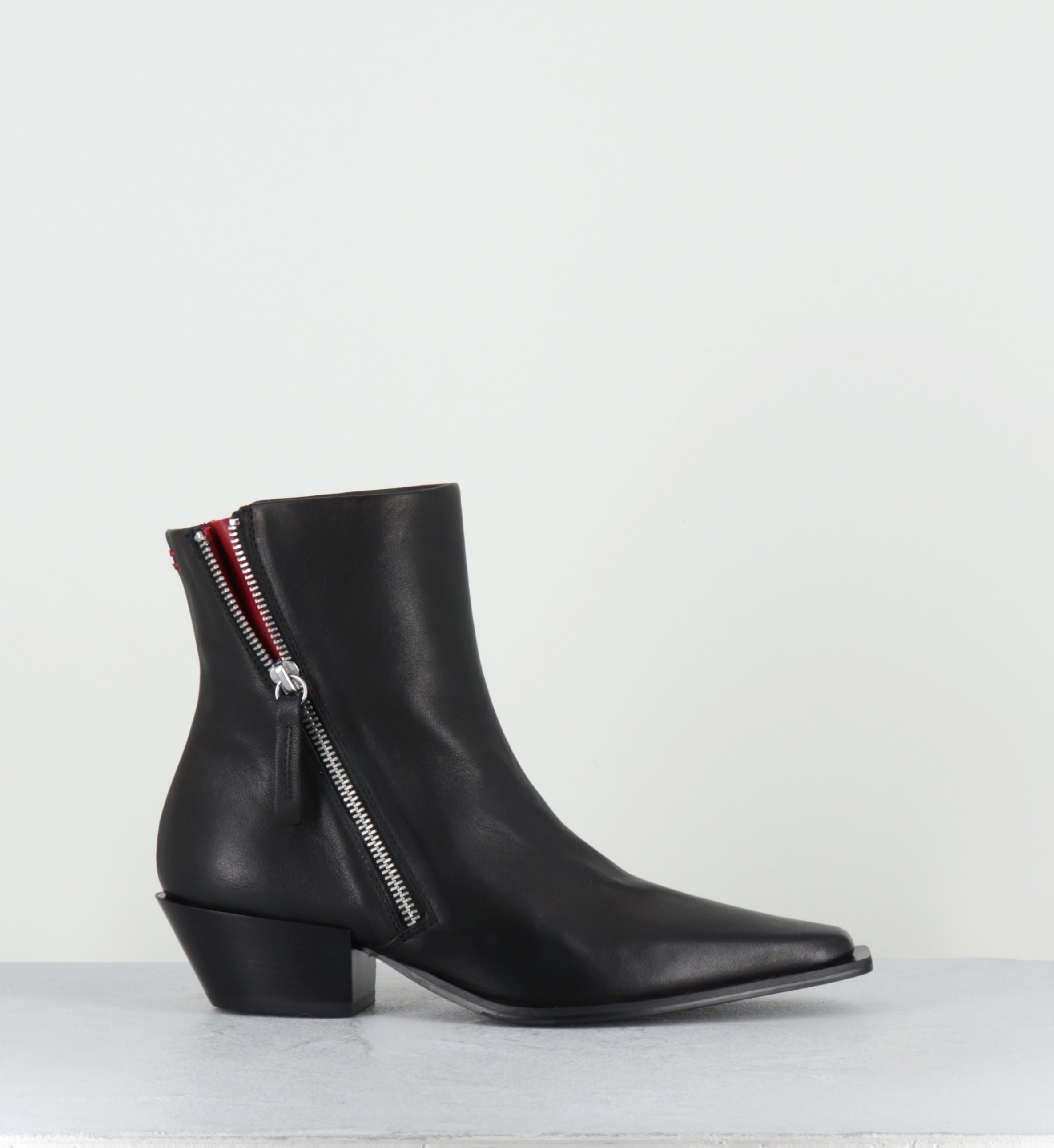 Santiags en cuir noir à zip - TERI37 WASH NERO