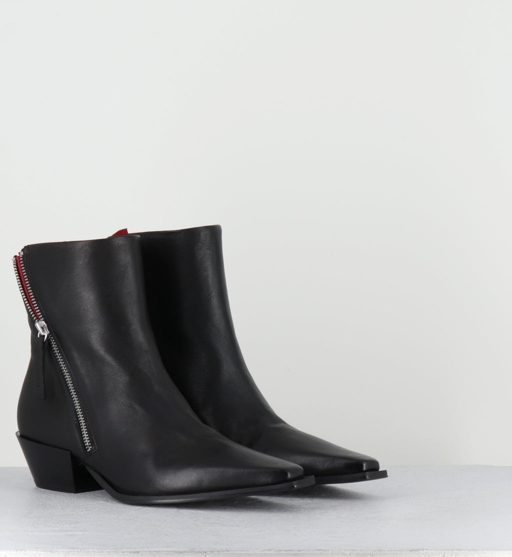 Santiags en cuir noir à zip - TERI37 WASH NERO