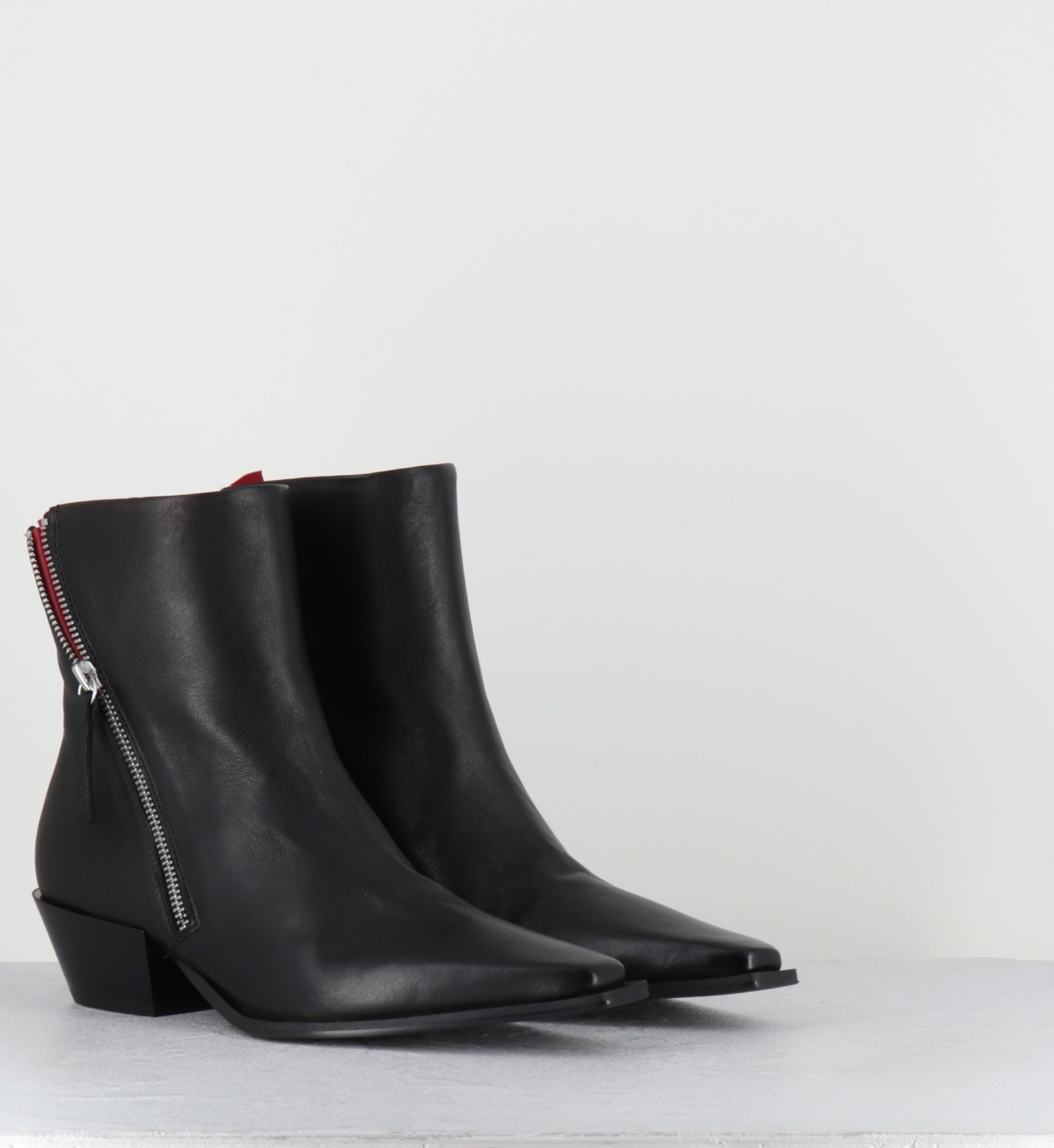 Santiags en cuir noir à zip - TERI37 WASH NERO