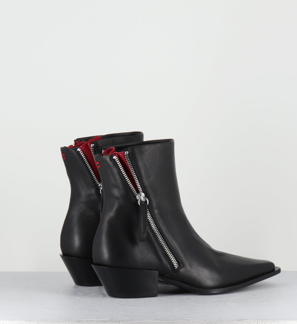 Santiags en cuir noir à zip - TERI37 WASH NERO