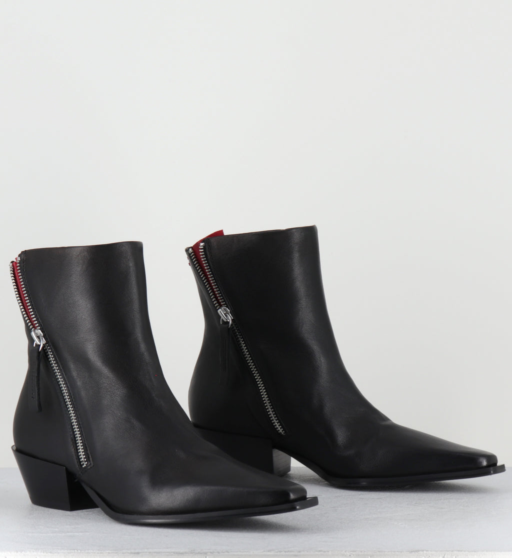Santiags en cuir noir à zip - TERI37 WASH NERO
