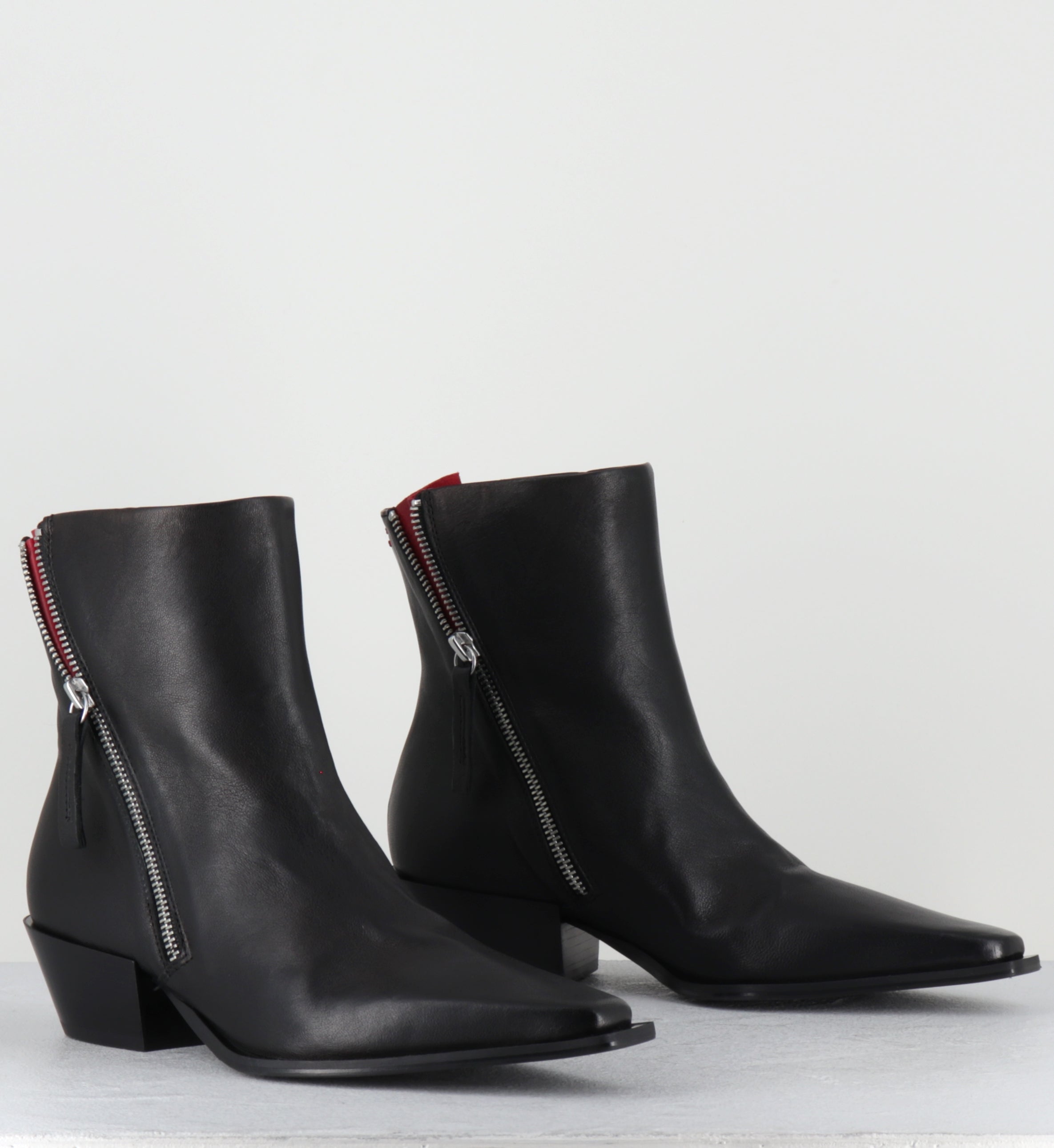 Santiags en cuir noir à zip - TERI37 WASH NERO
