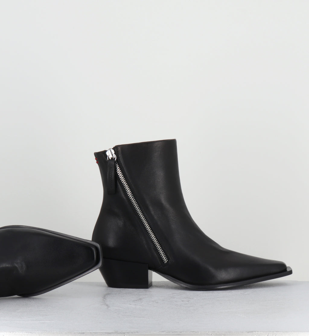 Santiags en cuir noir à zip - TERI37 WASH NERO
