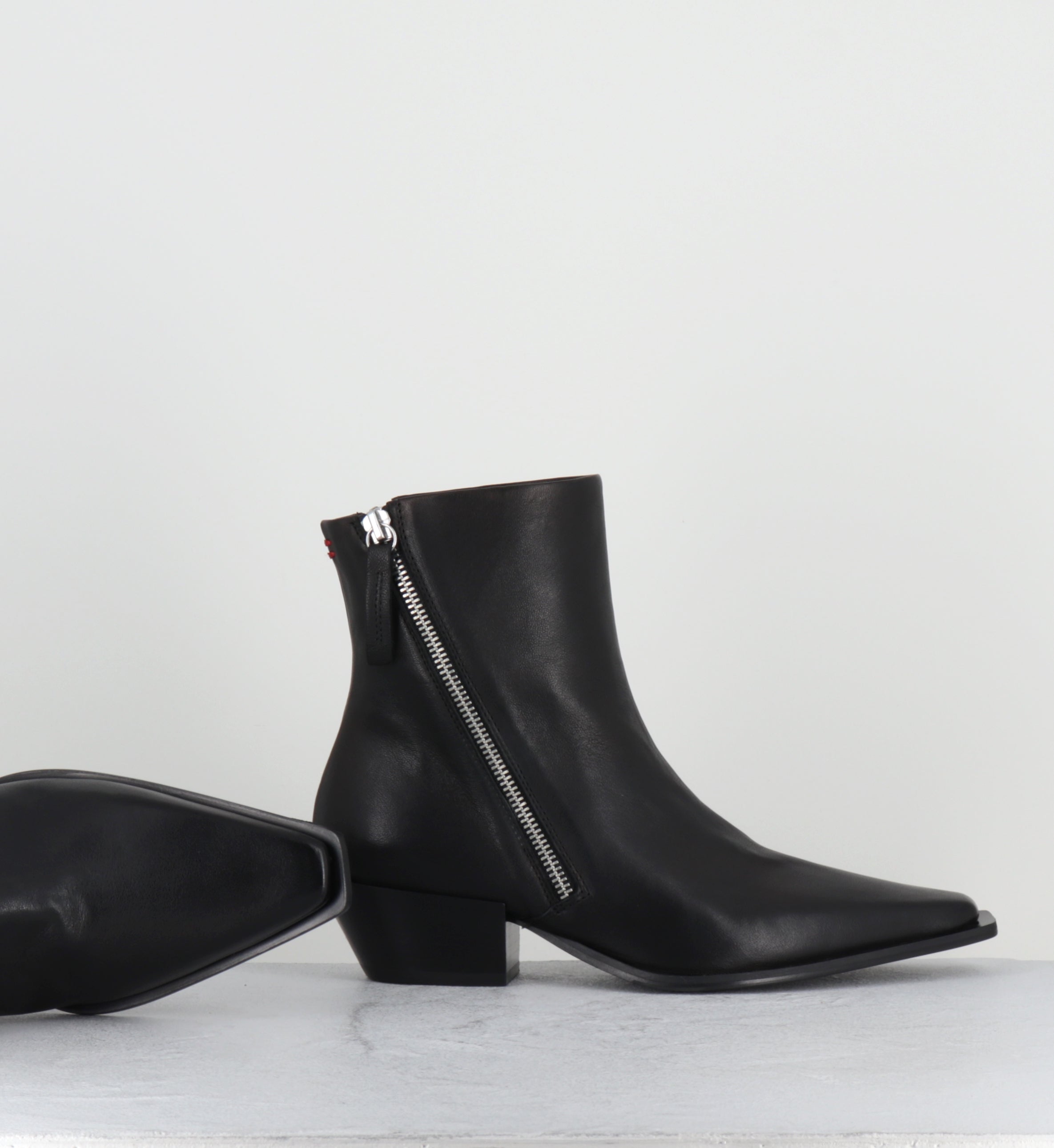 Santiags en cuir noir à zip - TERI37 WASH NERO