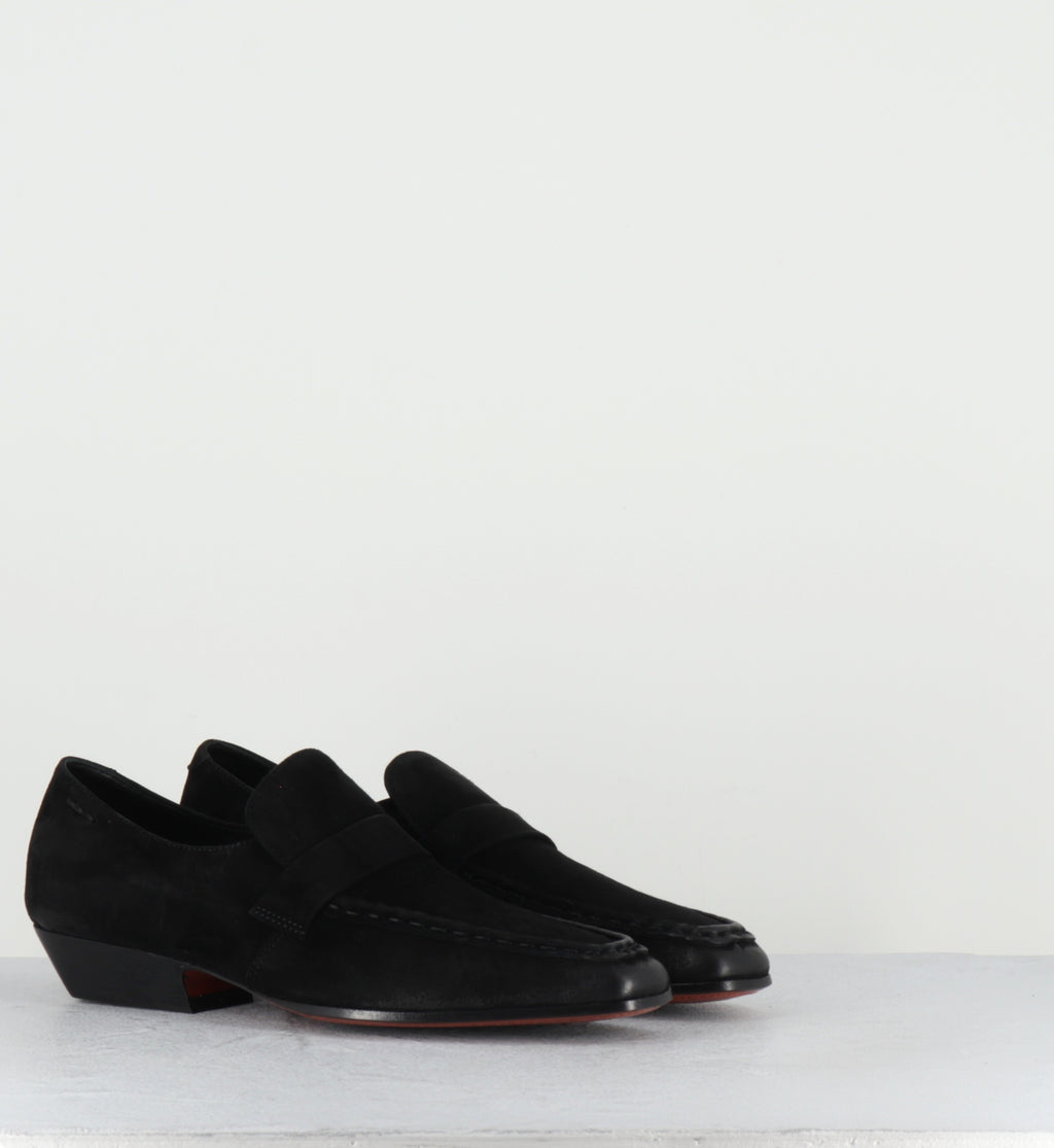 Mocassins daim noir petit talon - 62270 QUEEN NERO