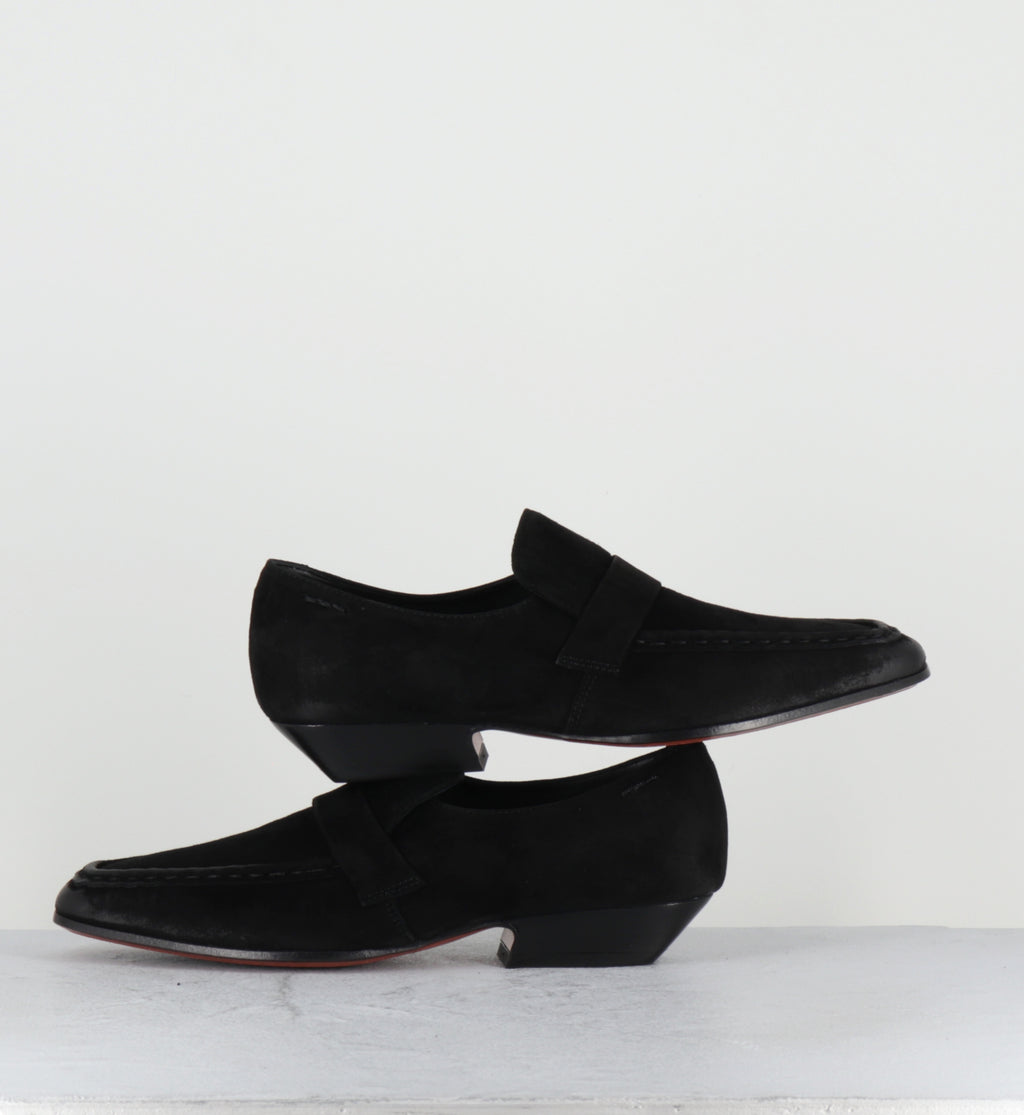 Mocassins daim noir petit talon - 62270 QUEEN NERO