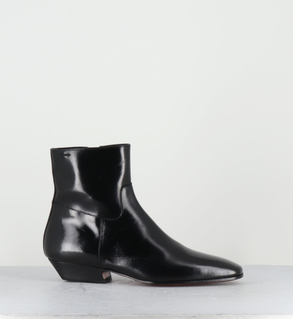 Bottines en cuir glace noir petit talon - 62070 MISTRAL NERO