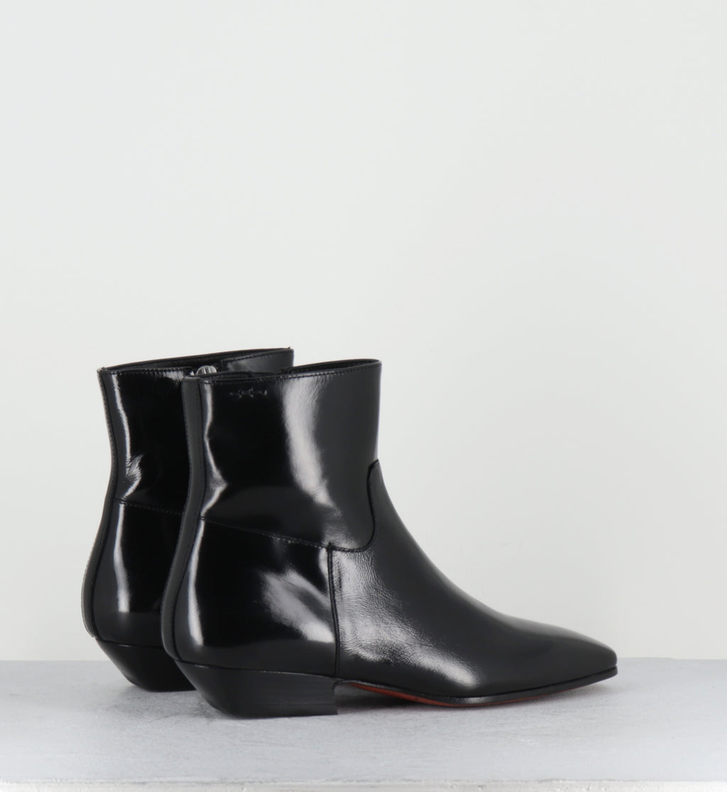 Bottines en cuir glace noir petit talon - 62070 MISTRAL NERO