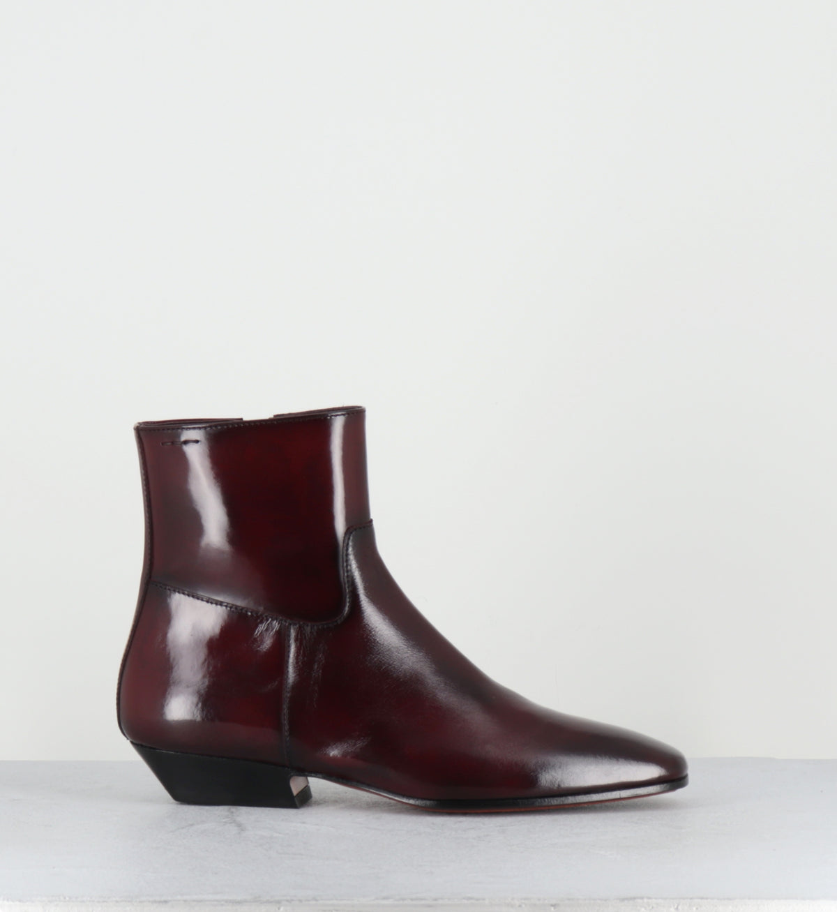 Bottines en cuir bordeaux petit talon - 62070 MISTRAL CREMISI