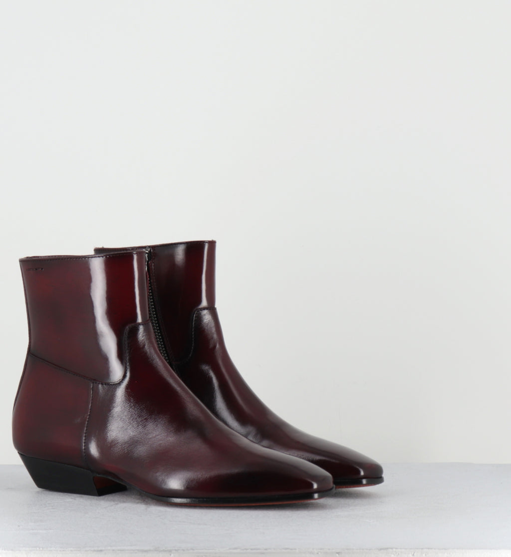 Bottines en cuir bordeaux petit talon - 62070 MISTRAL CREMISI