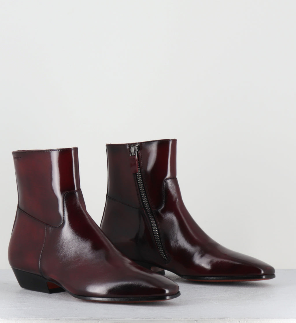 Bottines en cuir bordeaux petit talon - 62070 MISTRAL CREMISI
