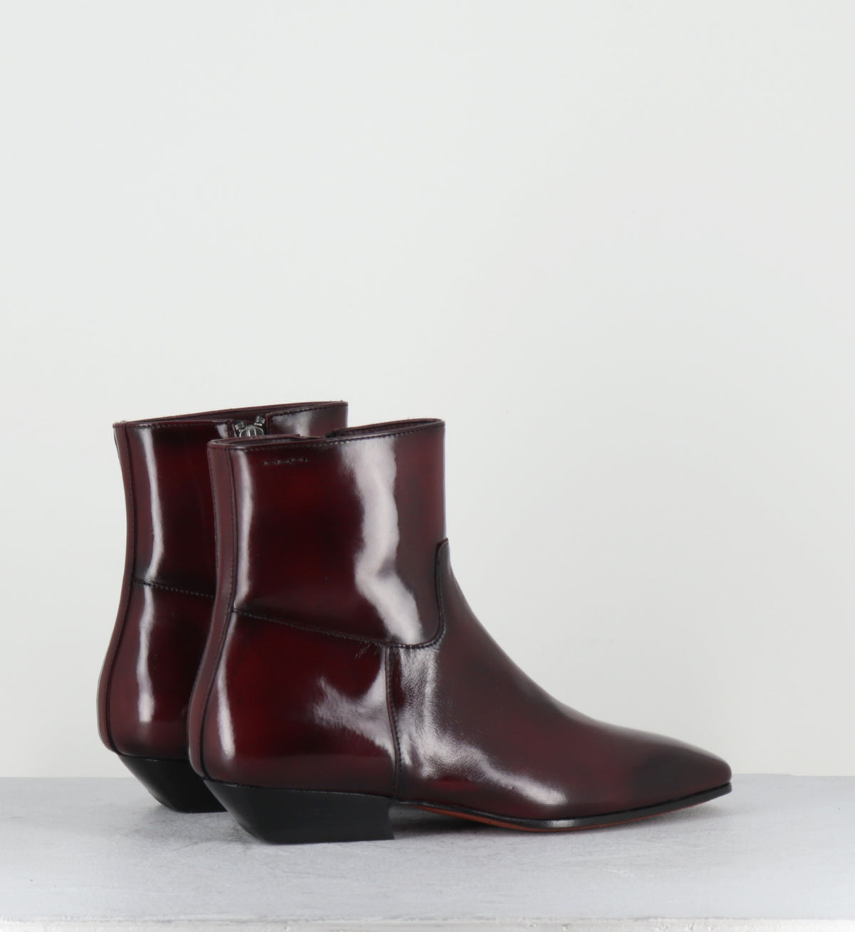 Bottines en cuir bordeaux petit talon - 62070 MISTRAL CREMISI