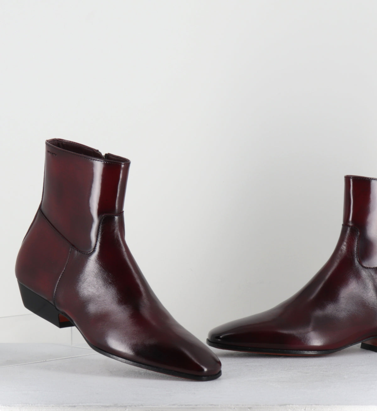 Bottines en cuir bordeaux petit talon - 62070 MISTRAL CREMISI
