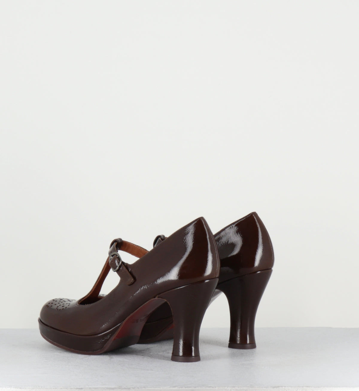 Escarpins salomé à plateforme vernis marron - KOKESHI SUCRE CHOCO