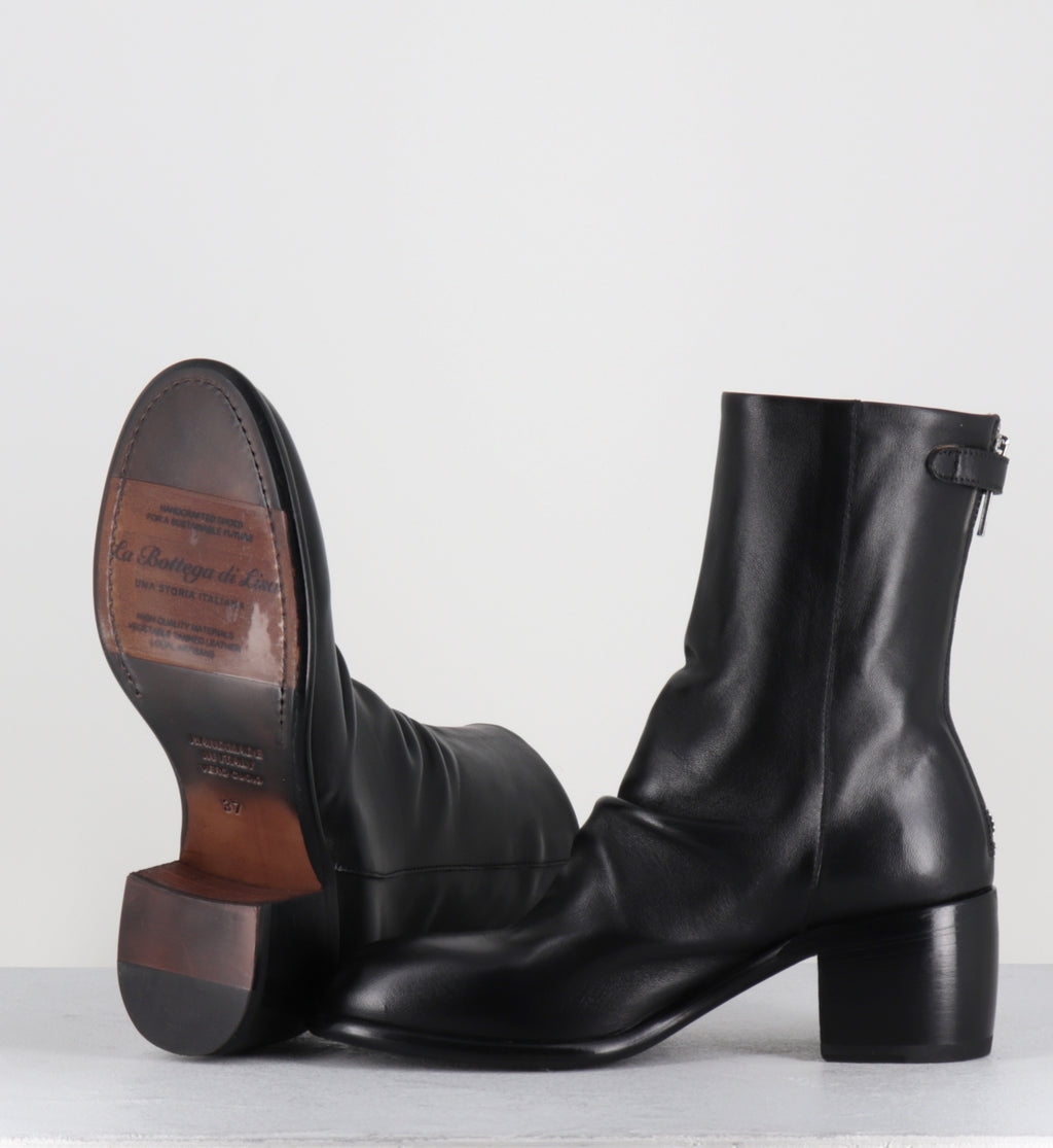 Boots en cuir noir à talon - 6091 GLAMOUR NERO