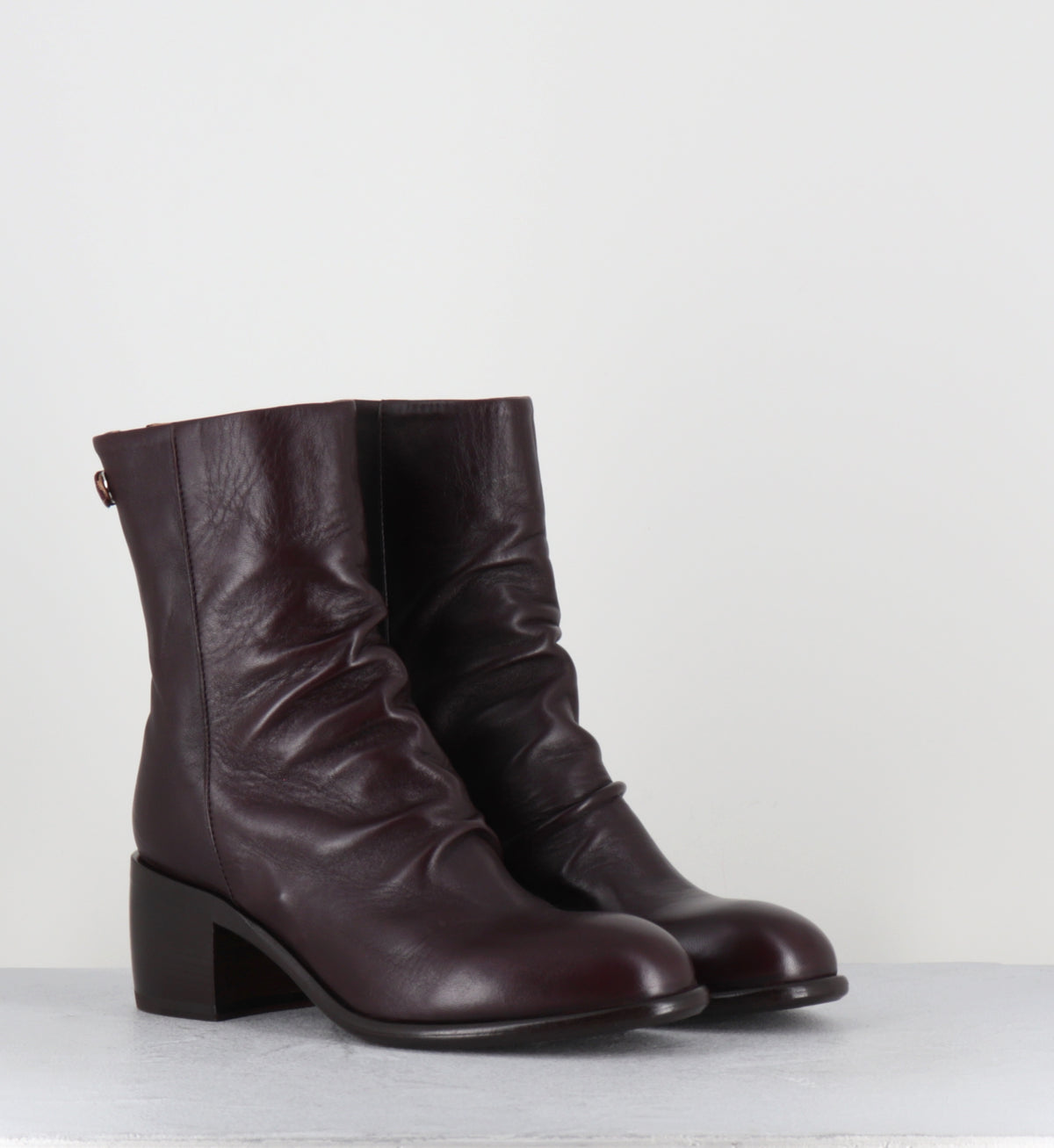 Boots à talon en cuir prune - 6091 GLAM BORDEAUX