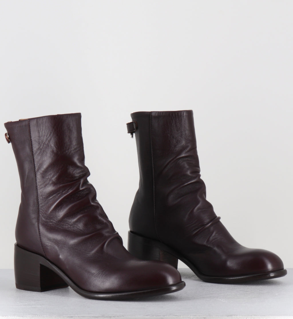 Boots à talon en cuir prune - 6091 GLAM BORDEAUX