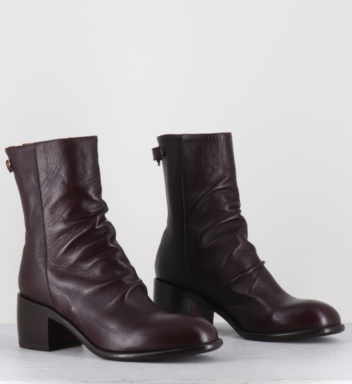 Boots à talon en cuir prune - 6091 GLAM BORDEAUX