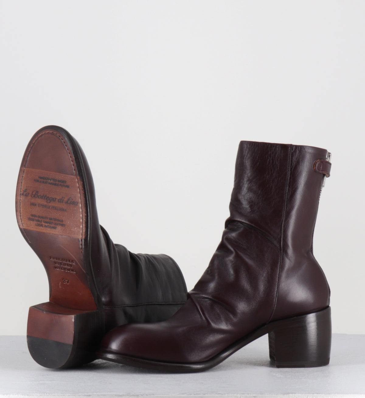 Boots à talon en cuir prune - 6091 GLAM BORDEAUX
