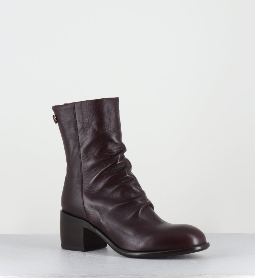 Boots à talon en cuir prune - 6091 GLAM BORDEAUX