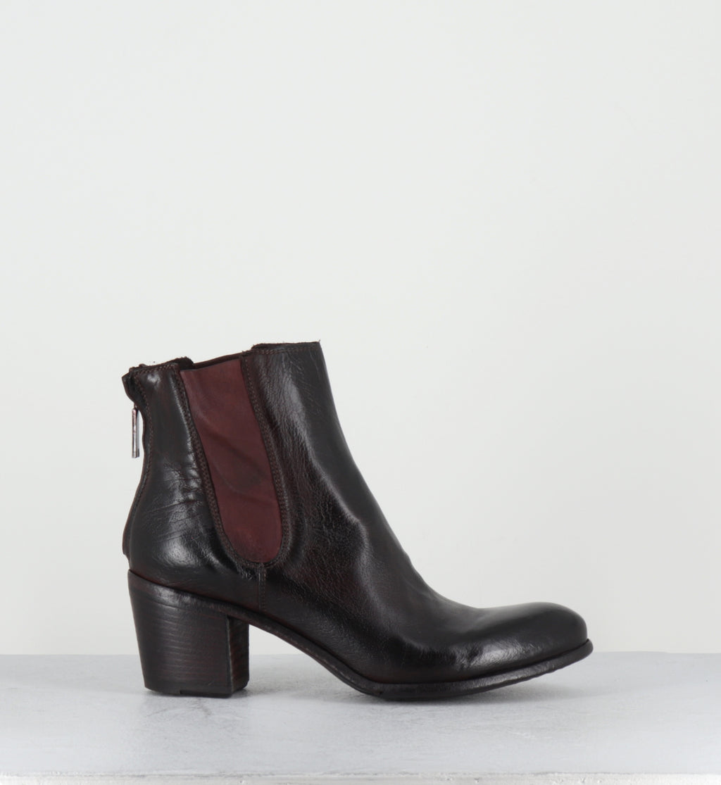 Bottines en cuir prune lavé - BU01A RANCH MOSTO