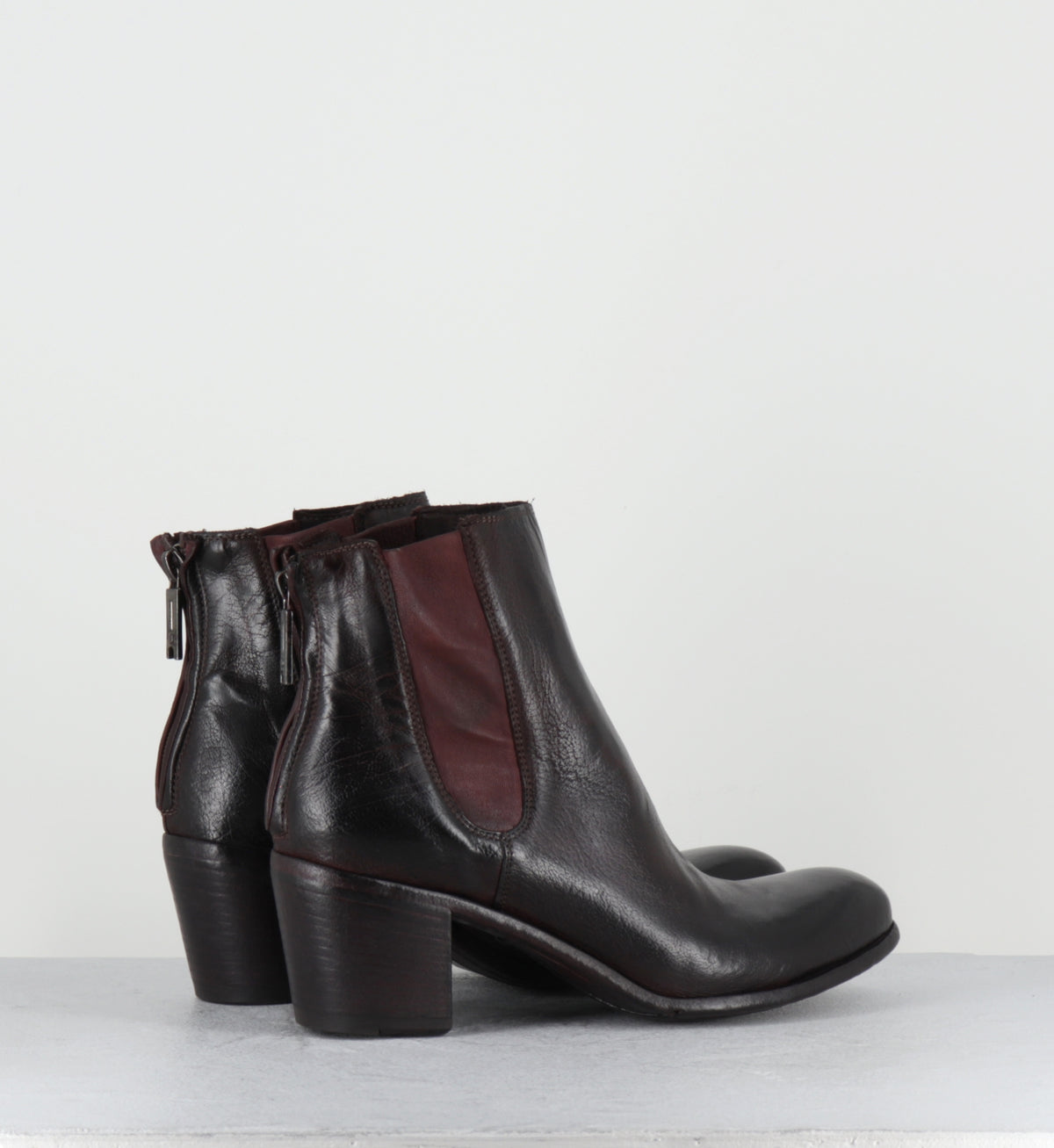 Bottines en cuir prune lavé - BU01A RANCH MOSTO