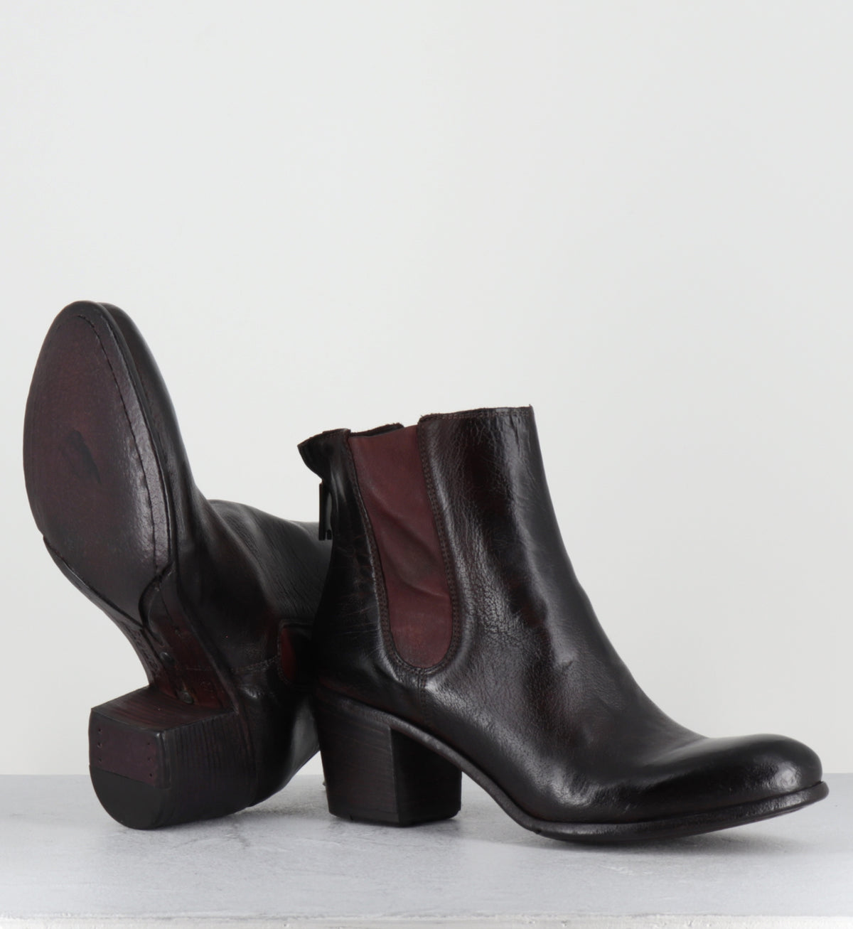 Bottines en cuir prune lavé - BU01A RANCH MOSTO