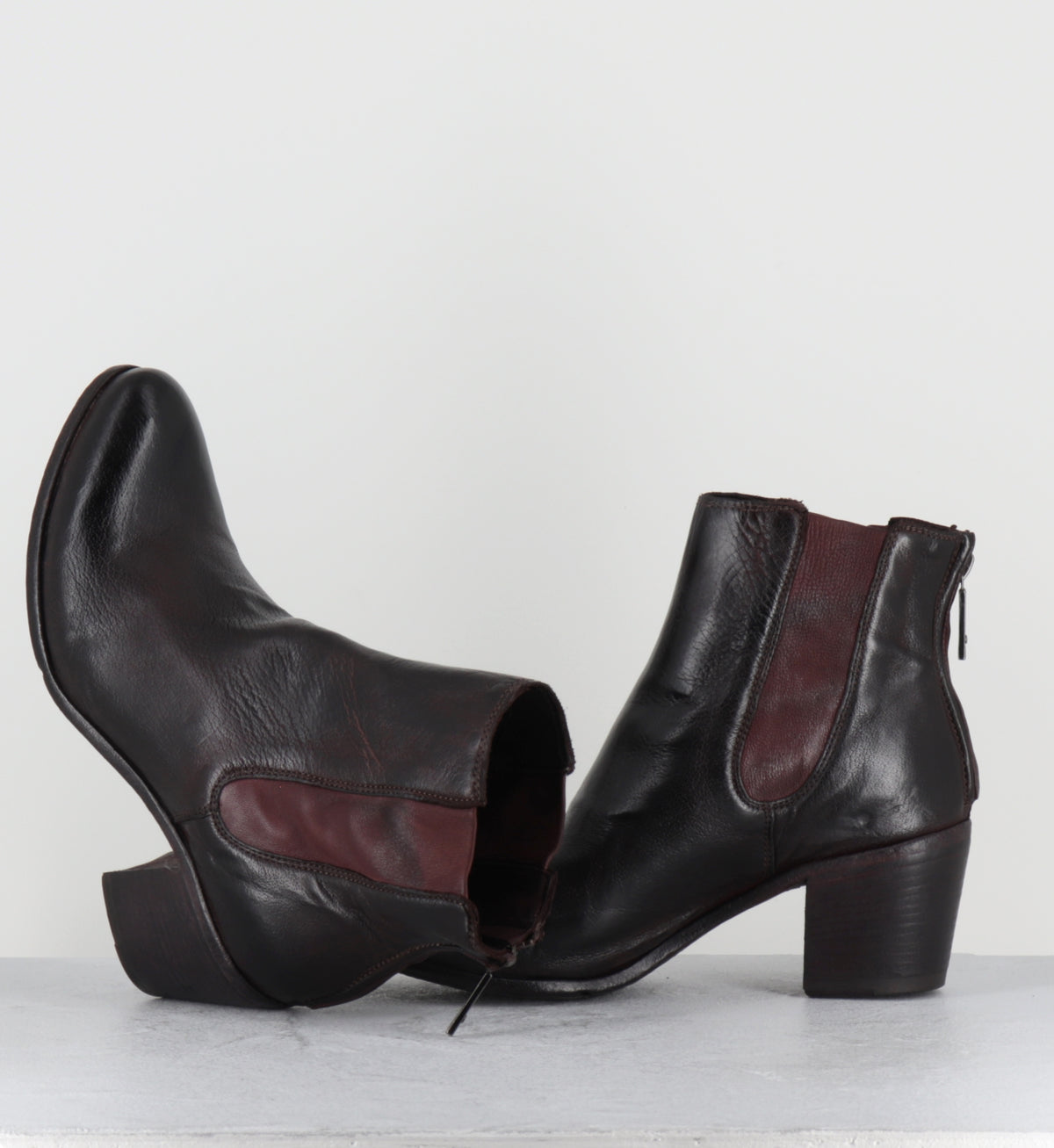 Bottines en cuir prune lavé - BU01A RANCH MOSTO