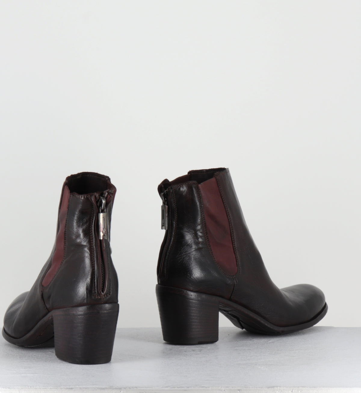 Bottines en cuir prune lavé - BU01A RANCH MOSTO
