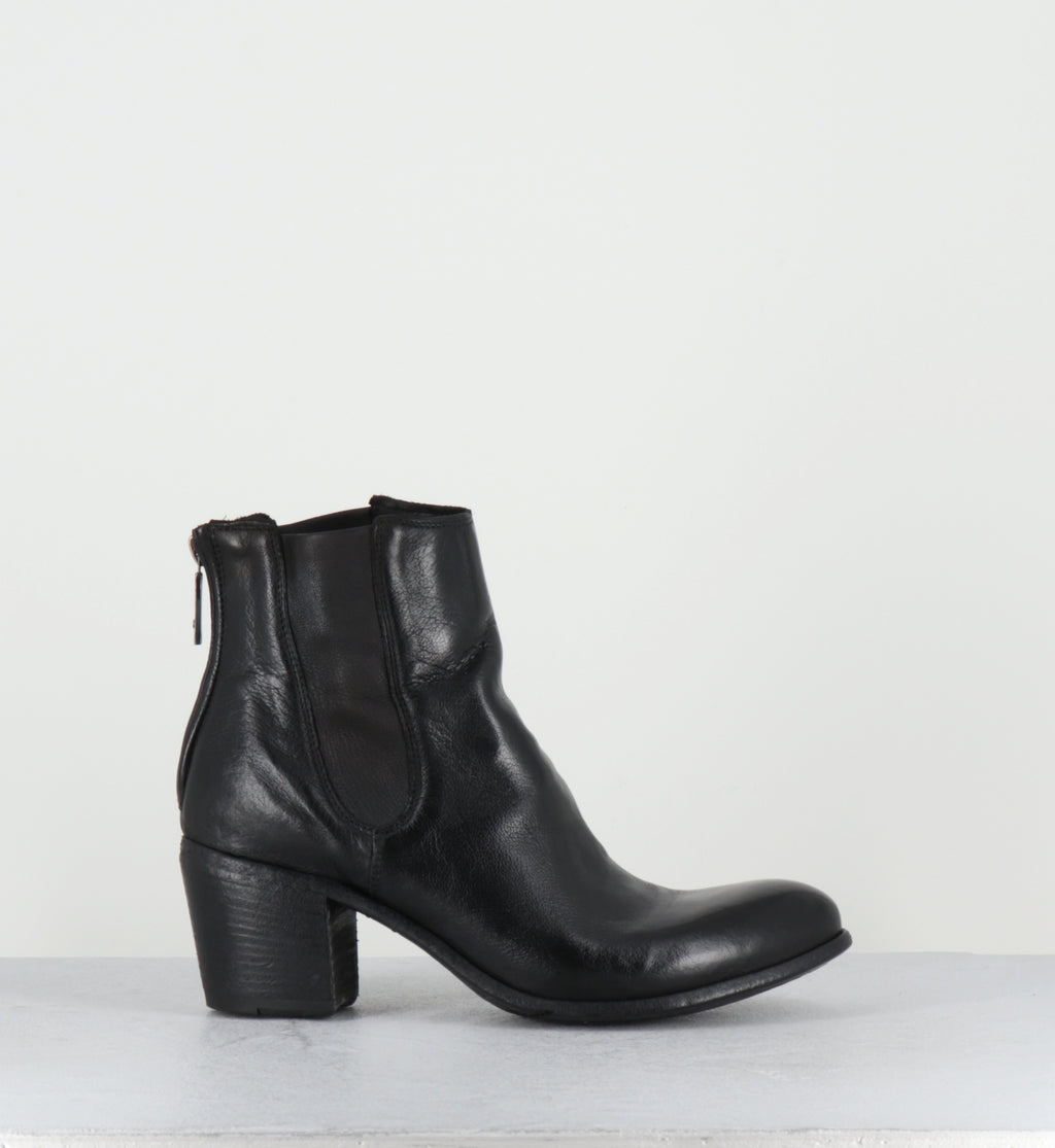 Santiags en cuir noir élastique - BU01A RANCH NERO