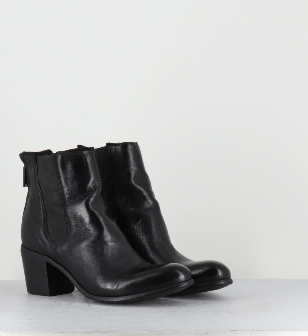 Santiags en cuir noir élastique - BU01A RANCH NERO