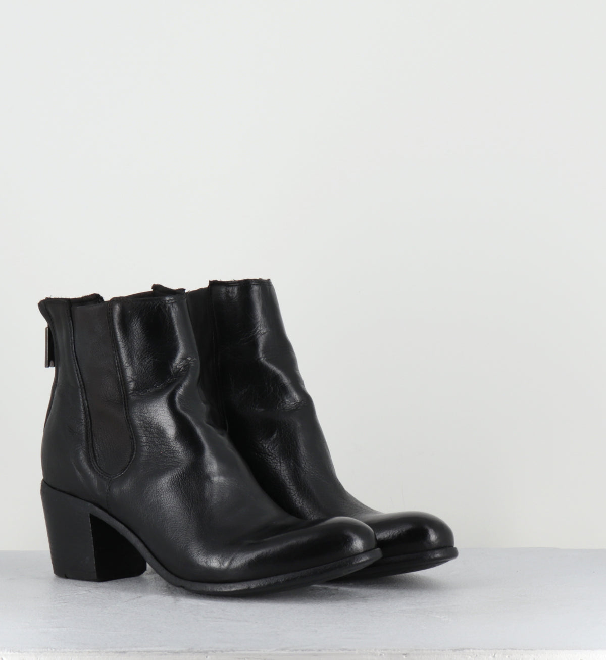 Santiags en cuir noir élastique - BU01A RANCH NERO