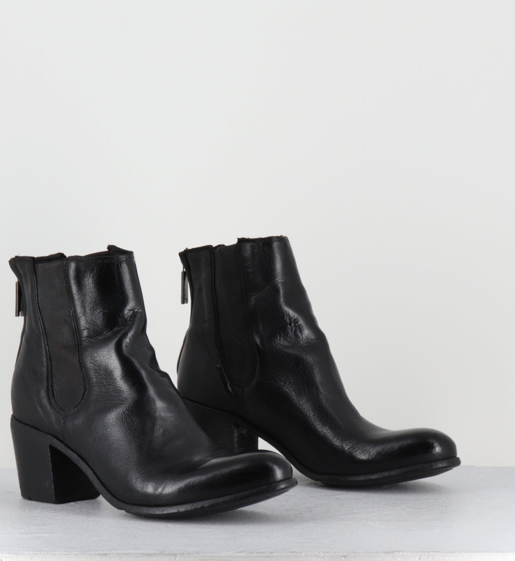 Santiags en cuir noir élastique - BU01A RANCH NERO