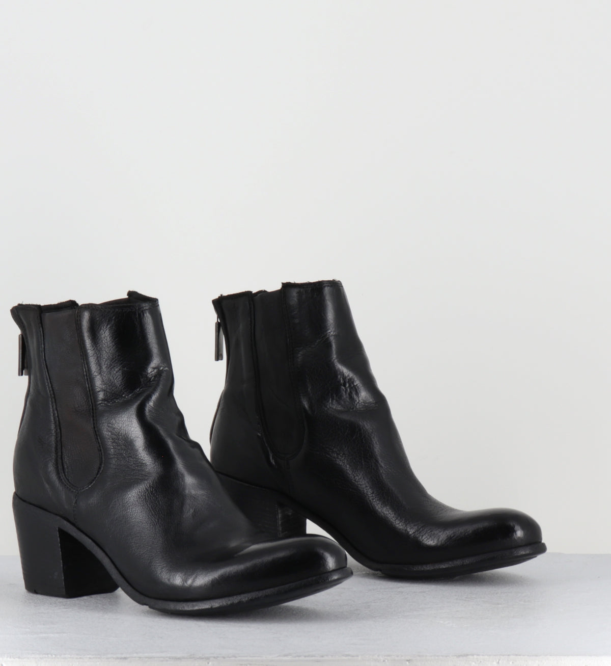 Santiags en cuir noir élastique - BU01A RANCH NERO