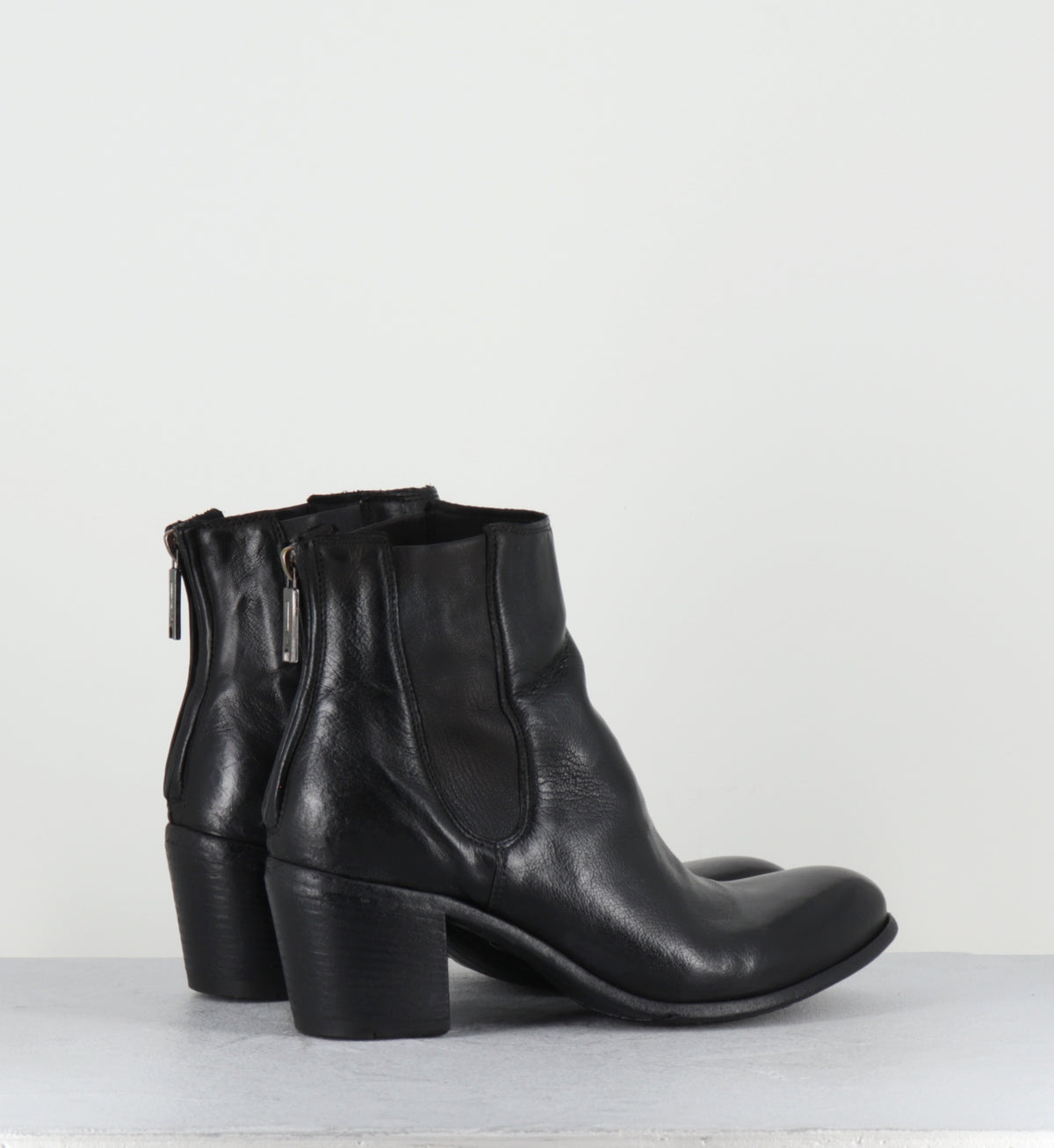 Santiags en cuir noir élastique - BU01A RANCH NERO