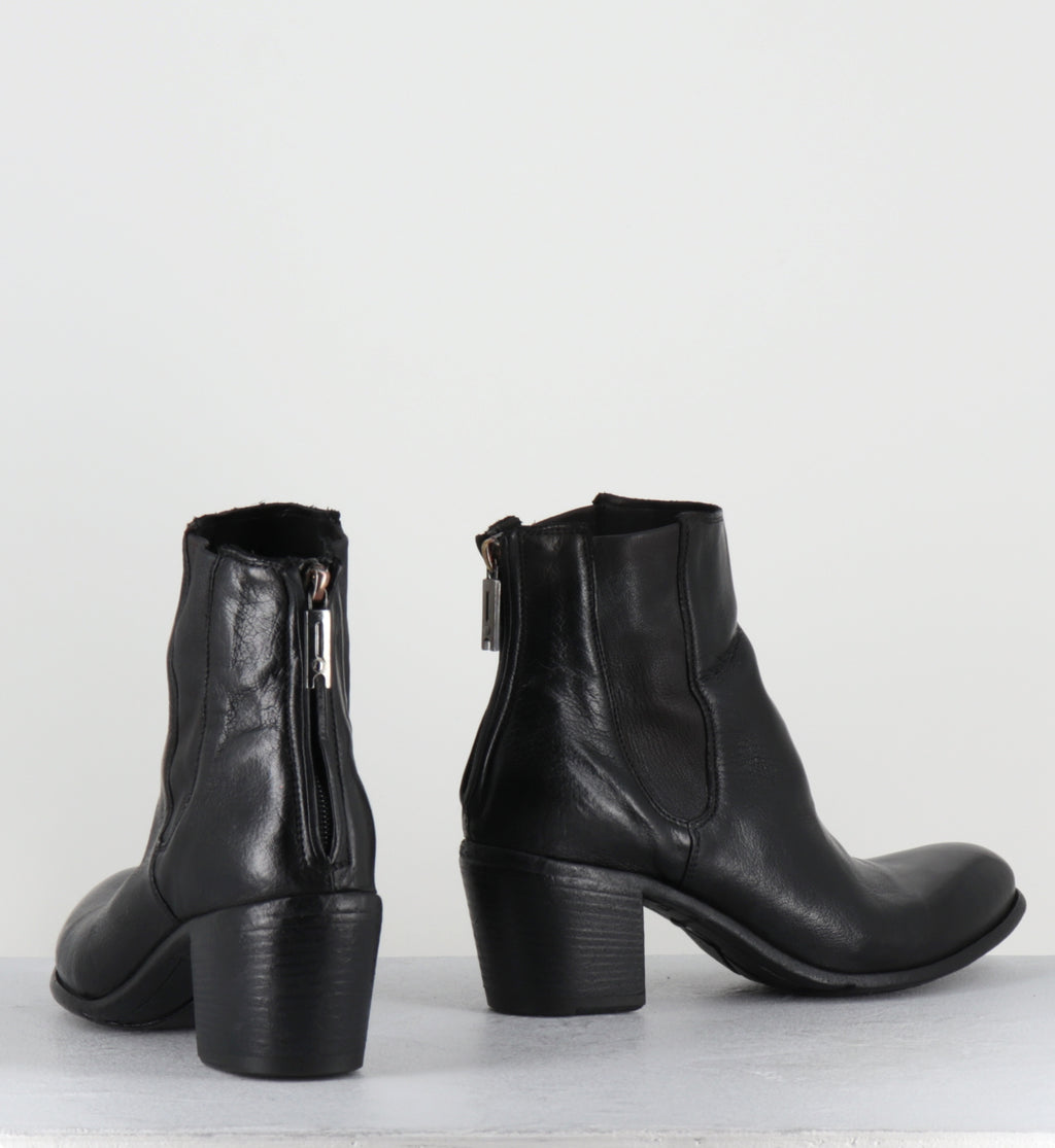 Santiags en cuir noir élastique - BU01A RANCH NERO