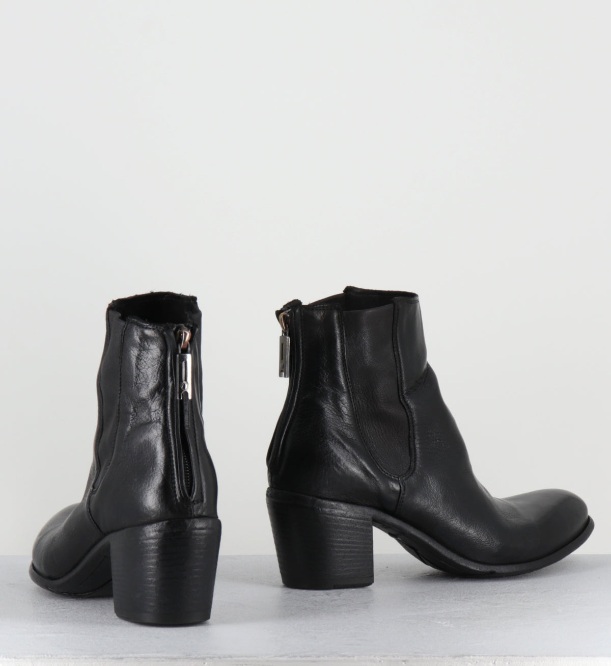 Santiags en cuir noir élastique - BU01A RANCH NERO