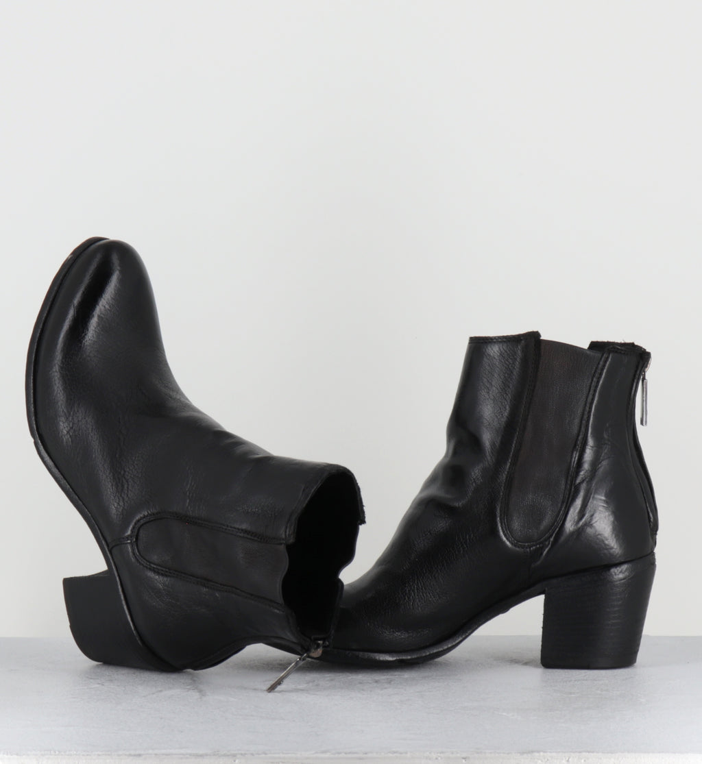 Santiags en cuir noir élastique - BU01A RANCH NERO