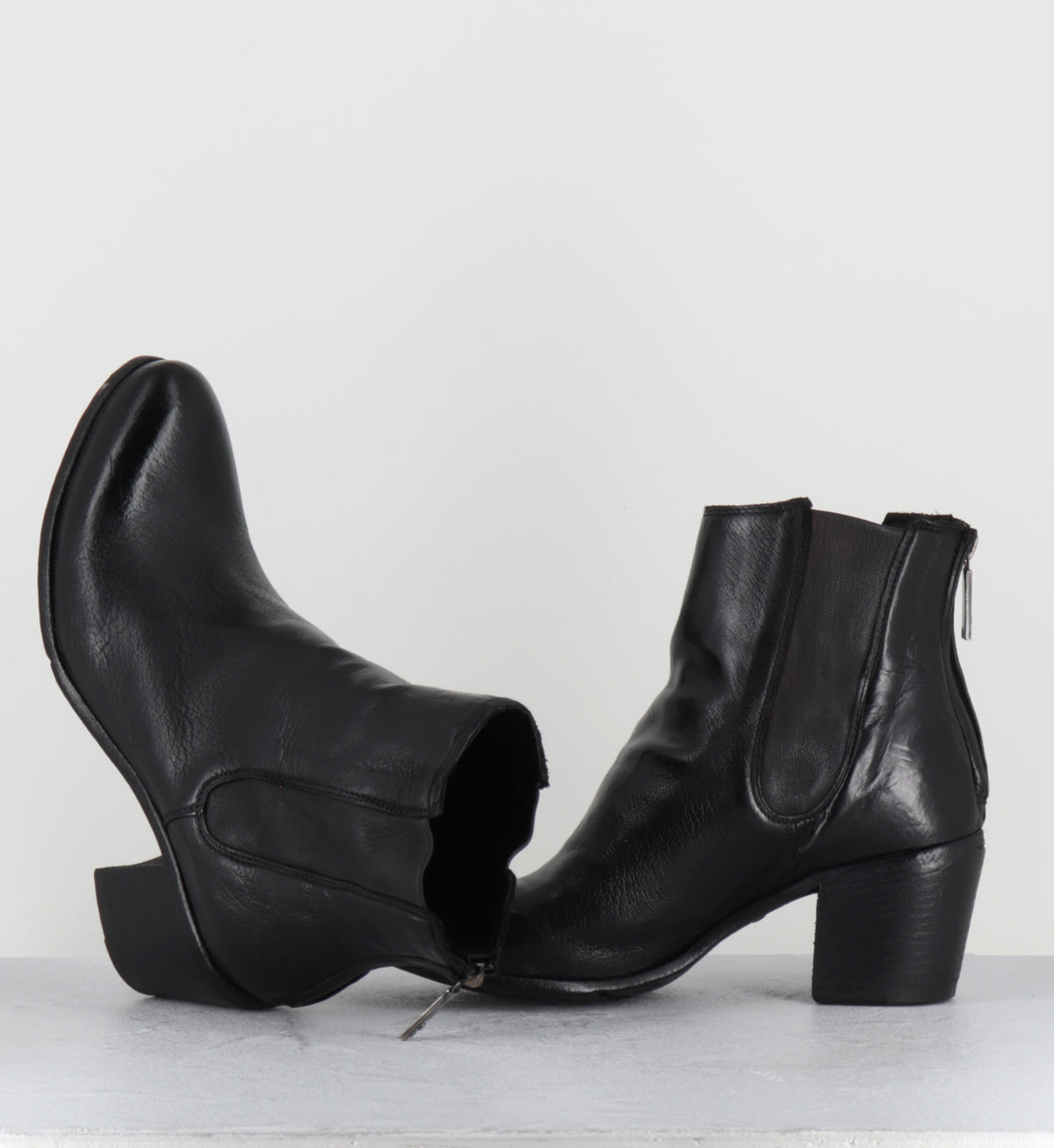 Santiags en cuir noir élastique - BU01A RANCH NERO