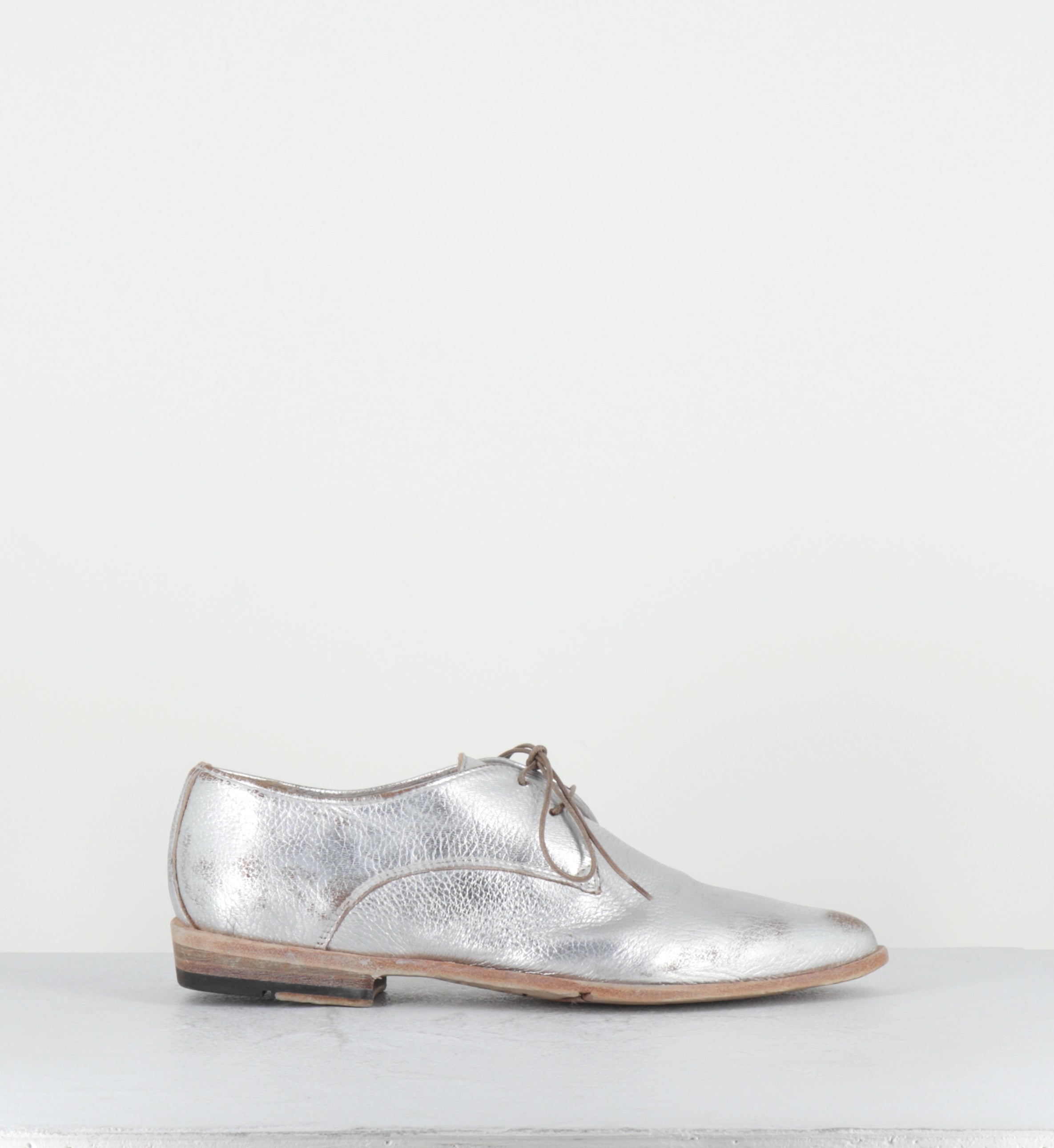 Derby bout pointu cuir argent - DL19A LAM ARGENTO