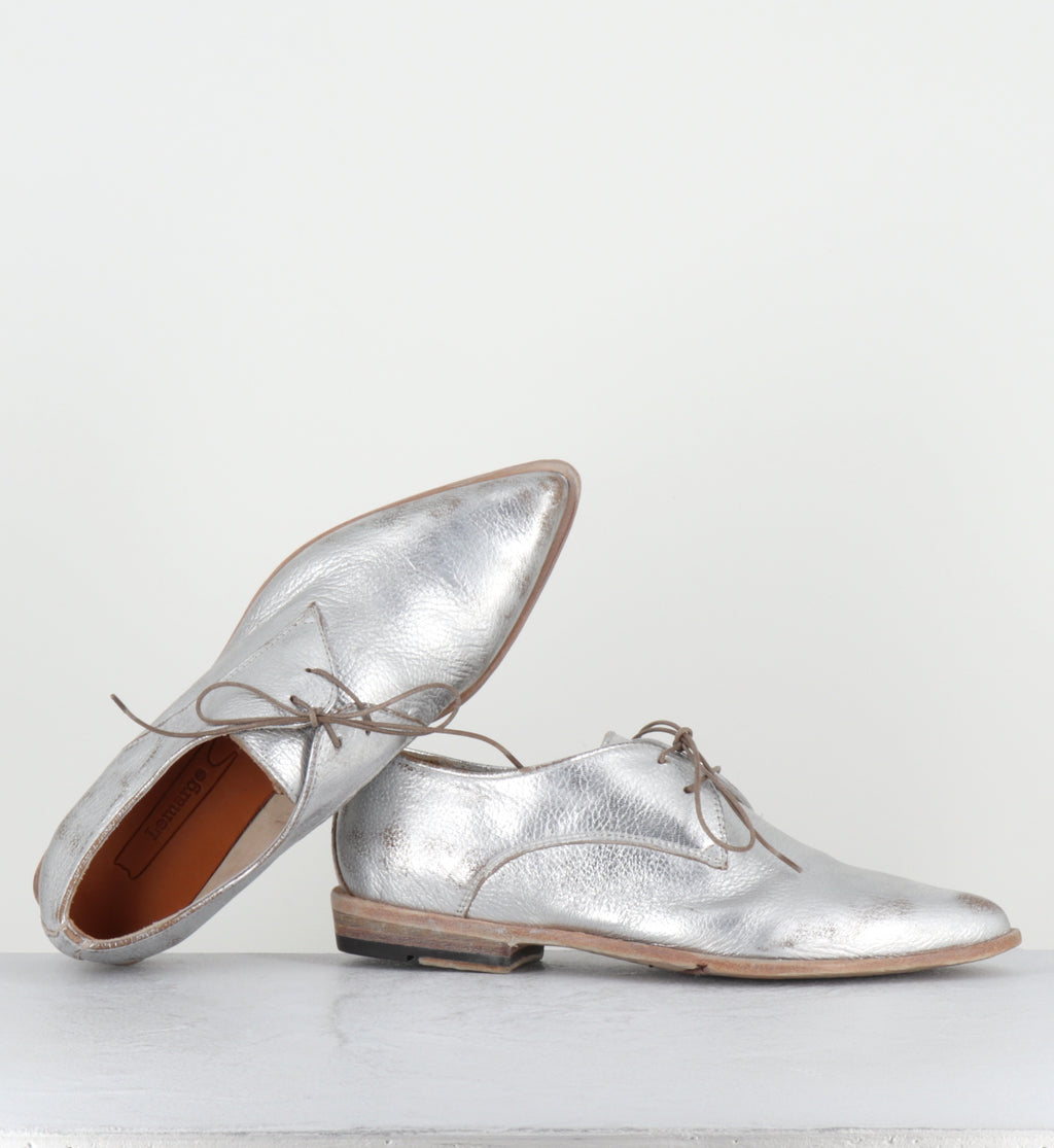 Derby bout pointu cuir argent - DL19A LAM ARGENTO